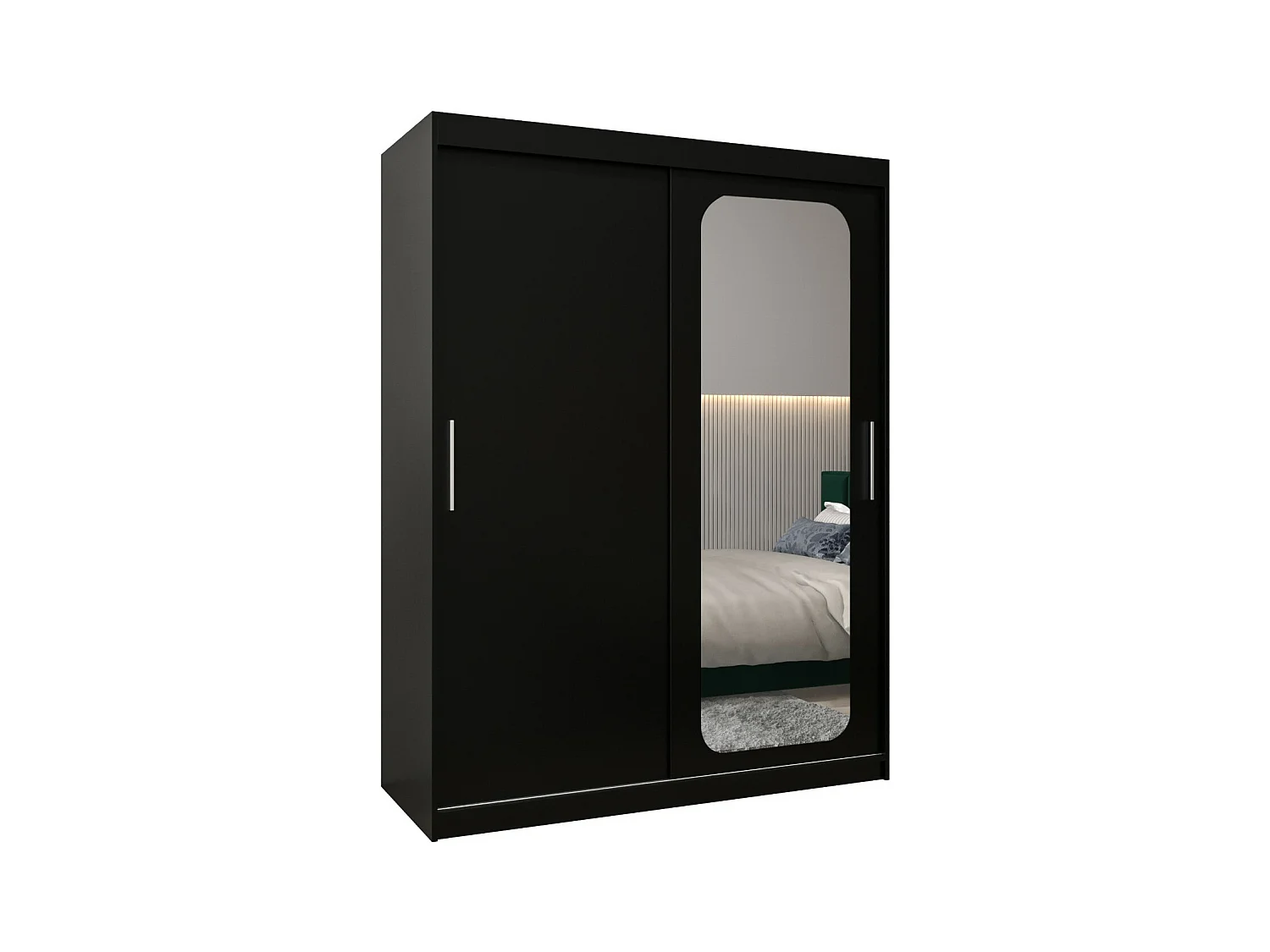 SCHWEBETÜRENSCHRANK PROMO T2 200/150/62 2-türig (Schwarz/Schwarz)