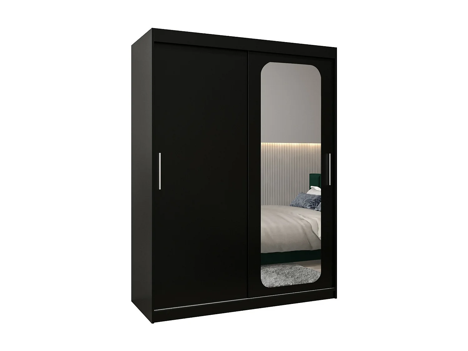 ARMOIRE PROMO T2 À PORTES COULISSANTES 200/150/62 2 Portes (Noir/Noir)