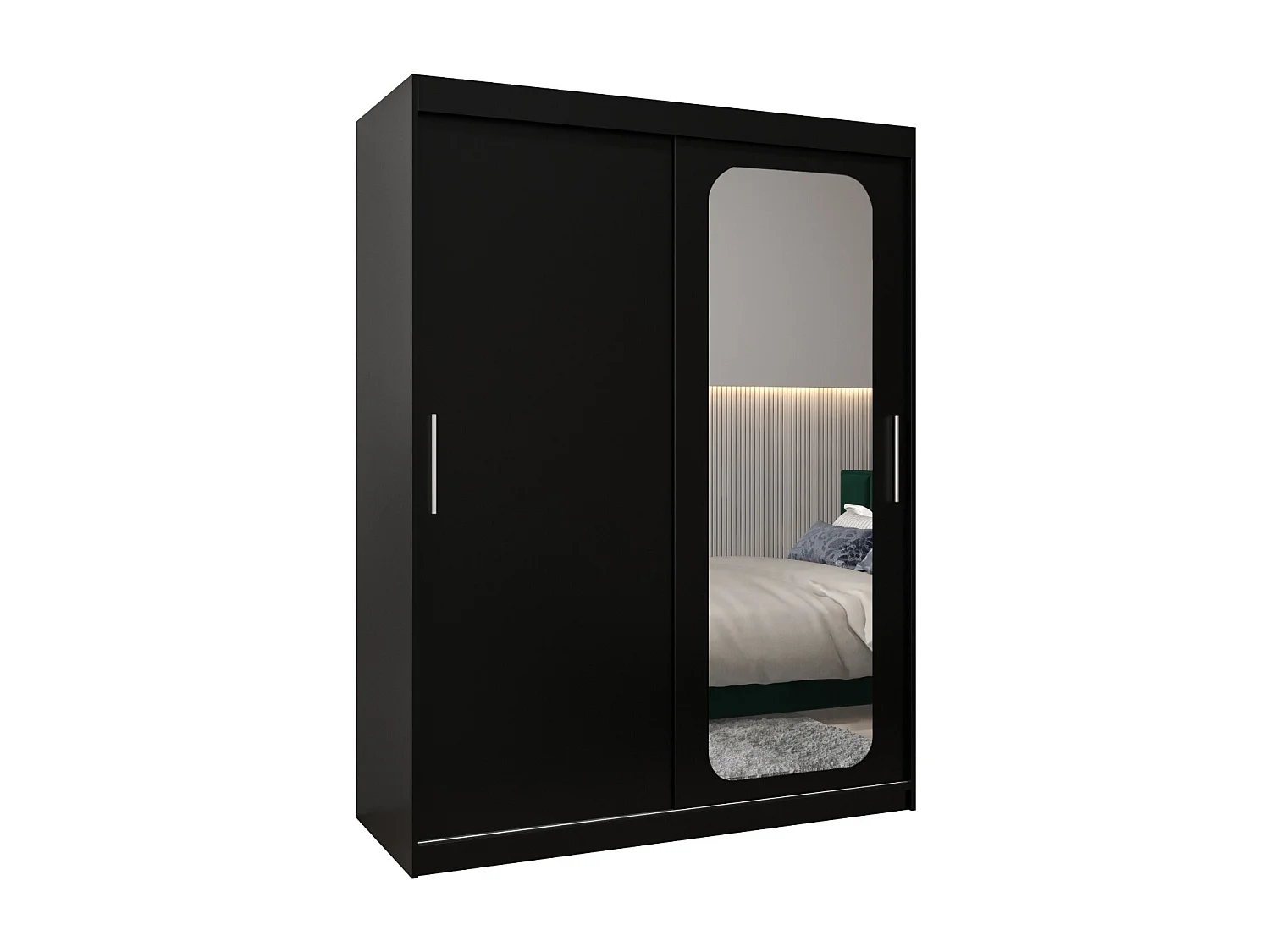 ARMOIRE PROMO T2 À PORTES COULISSANTES 200/150/62 2 Portes (Noir/Noir)