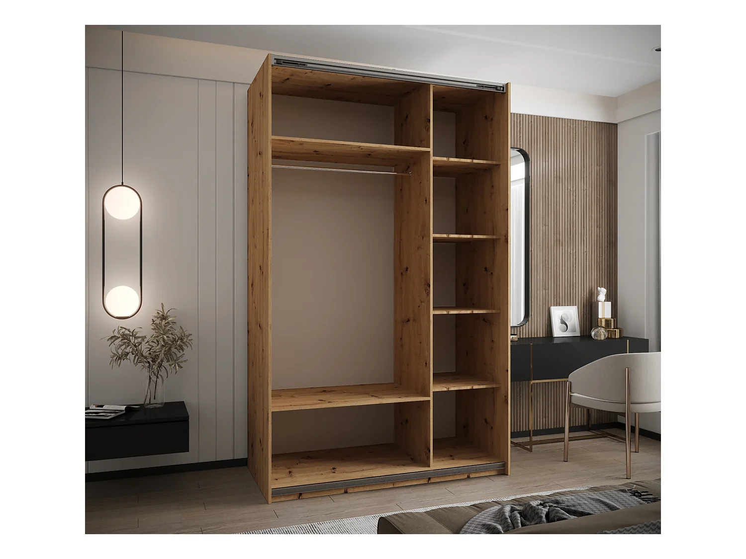 Armadio Lux 1 245,5/150/64 (Artisan/Blanc/Nero)