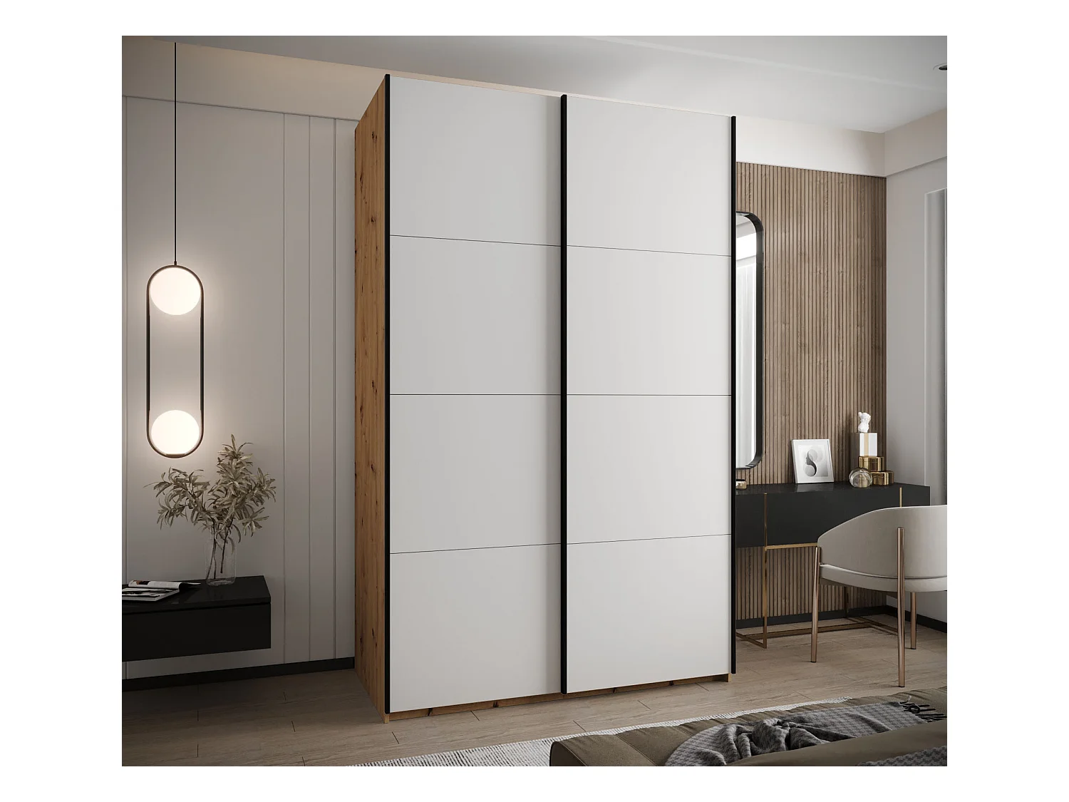 Armadio Lux 1 245,5/150/64 (Artisan/Blanc/Nero)