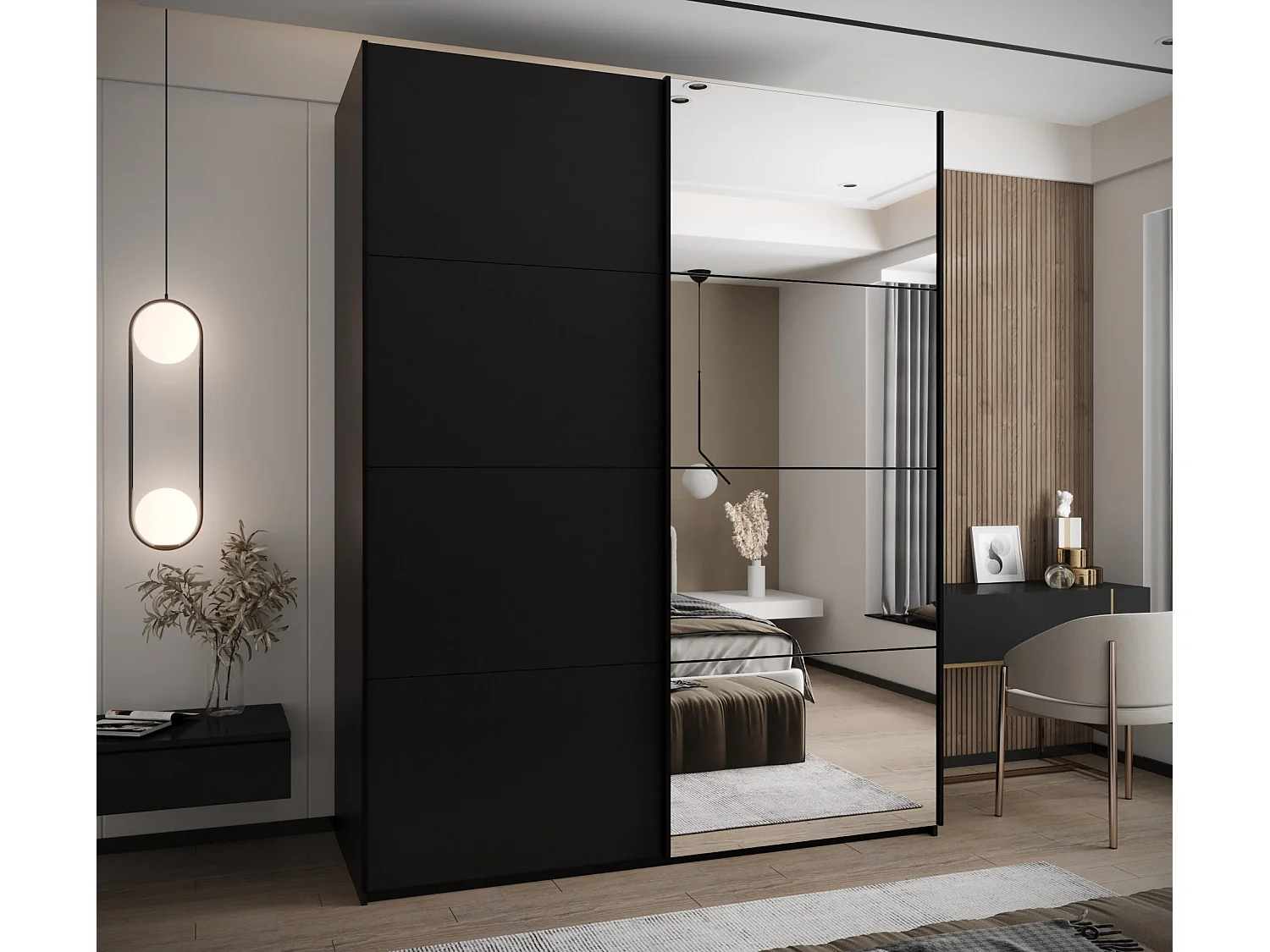 Armadio Lux 3 245,5/200/64 (Nero/Nero/Nero)