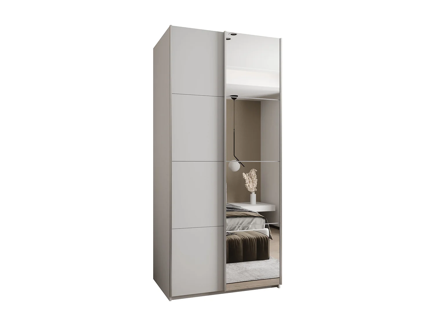 KLEDINGKAST MET SCHUIFDEUREN Lux 3 245,5/120/64 (Wit/Wit/Zilver)