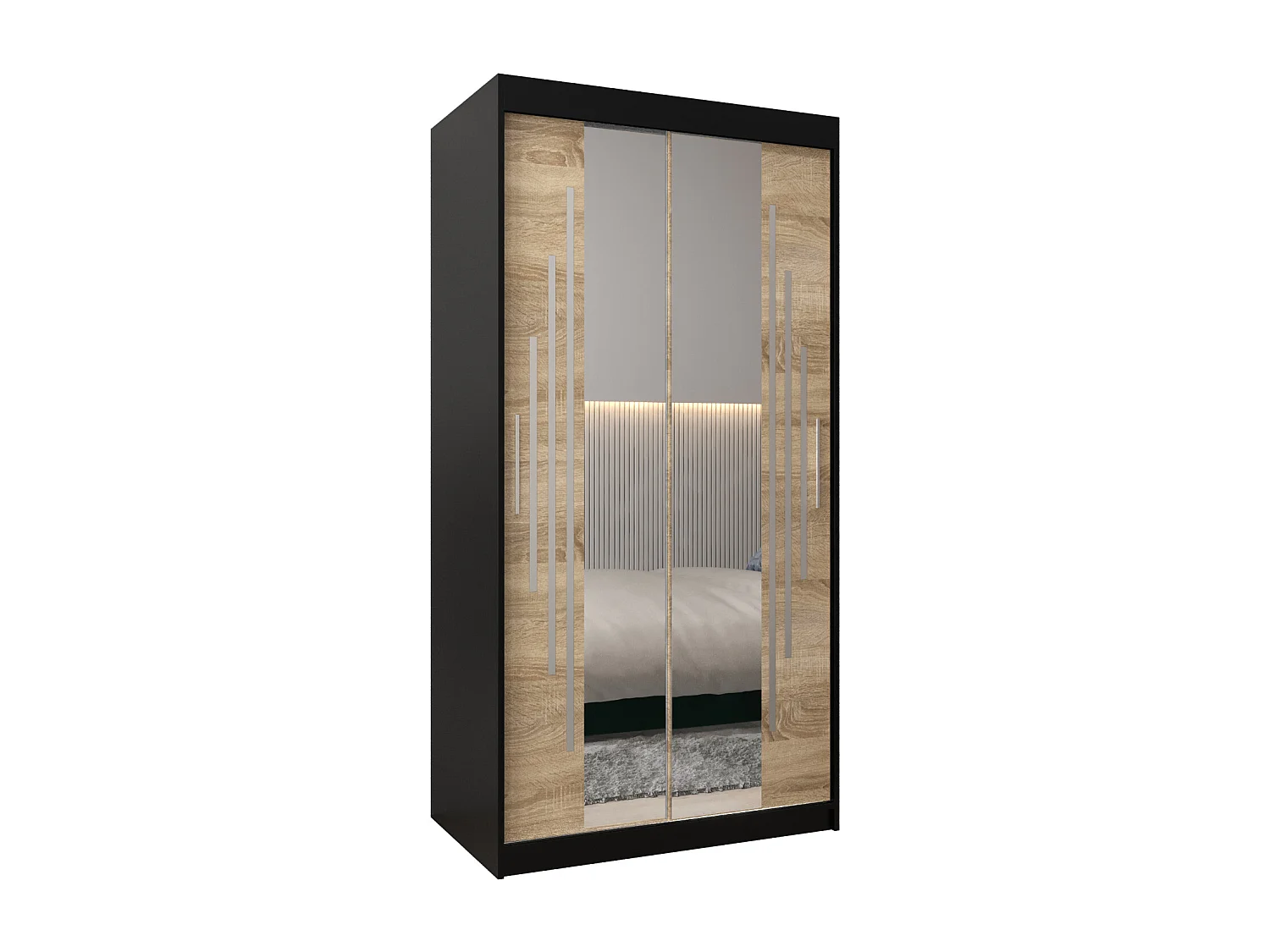 ARMOIRE YORK 1 À PORTES COULISSANTES 200/100/62 2 Portes (Noir/Sonoma)