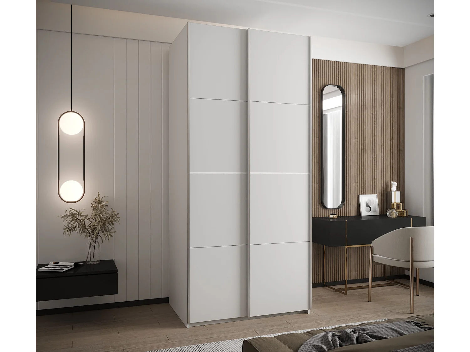 Armoire Lux 1 245,5/110/64 (Blanc/Blanc/Argent)