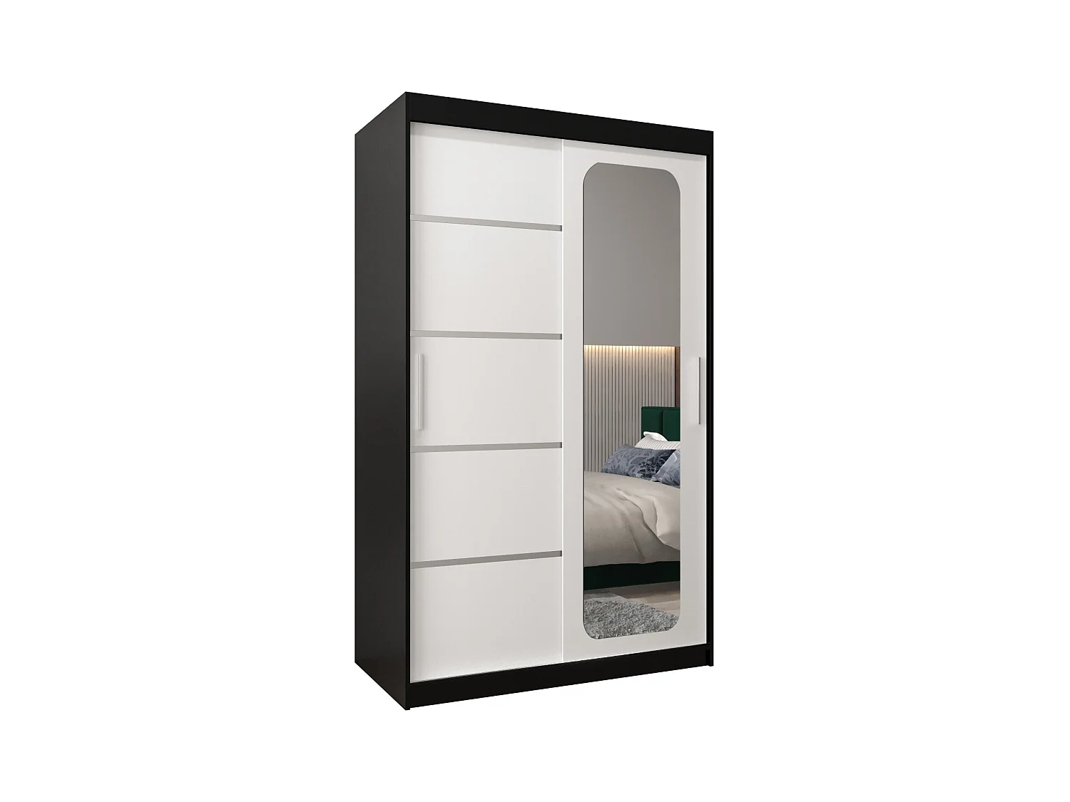 ARMOIRE PROMO V2 À PORTES COULISSANTES 200/120/62 2 Portes (Noir/Blanc)