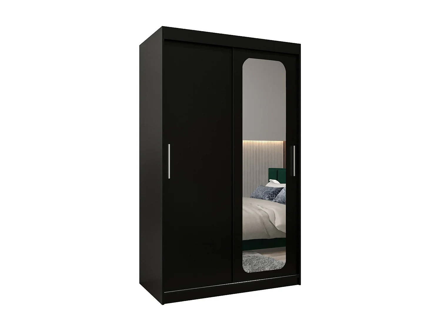 ARMOIRE PROMO T2 À PORTES COULISSANTES 200/120/62 2 Portes (Noir/Noir)