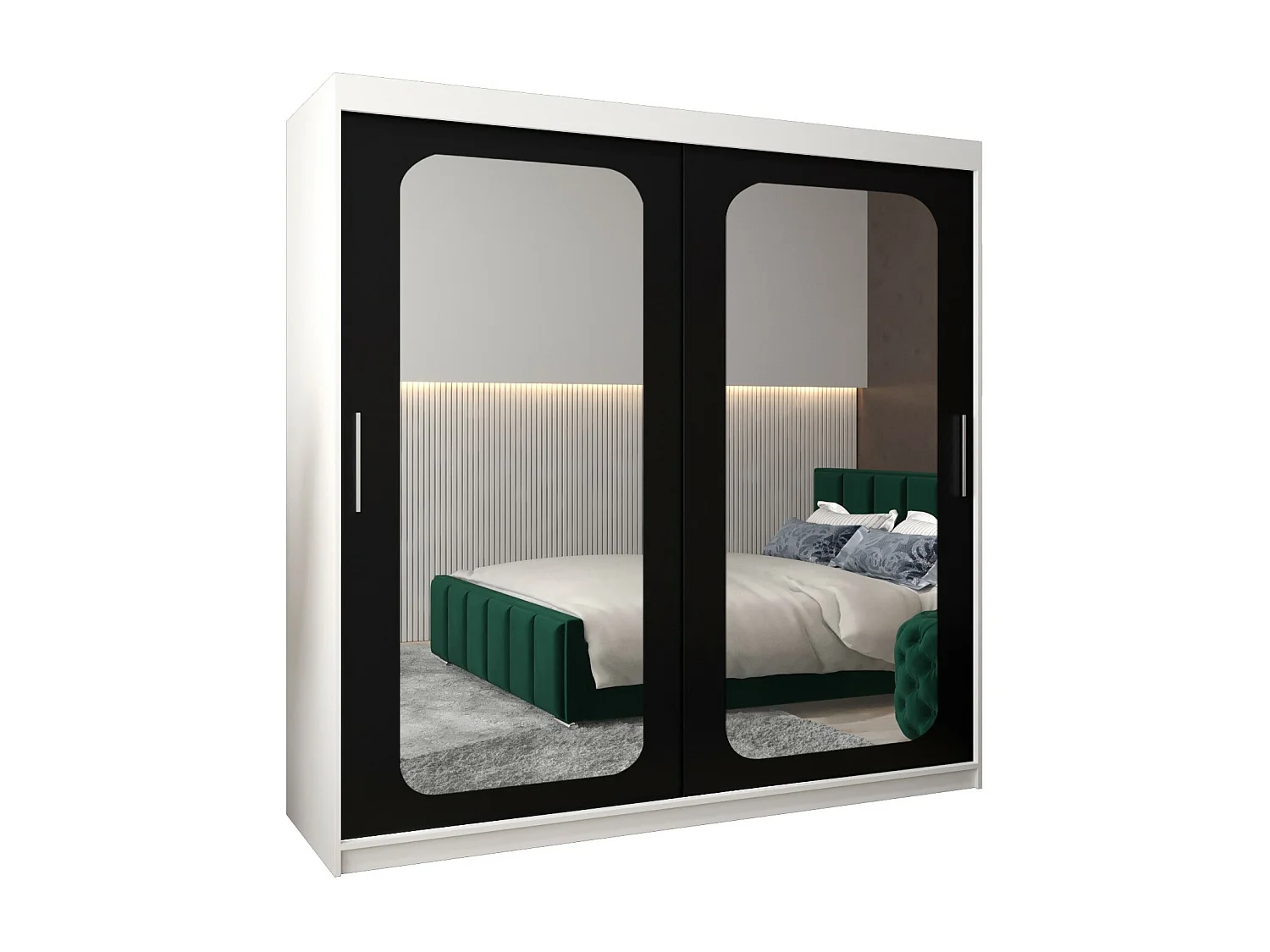 ARMOIRE PROMO T3 À PORTES COULISSANTES 200/200/62 2 Portes (Blanc/Noir)