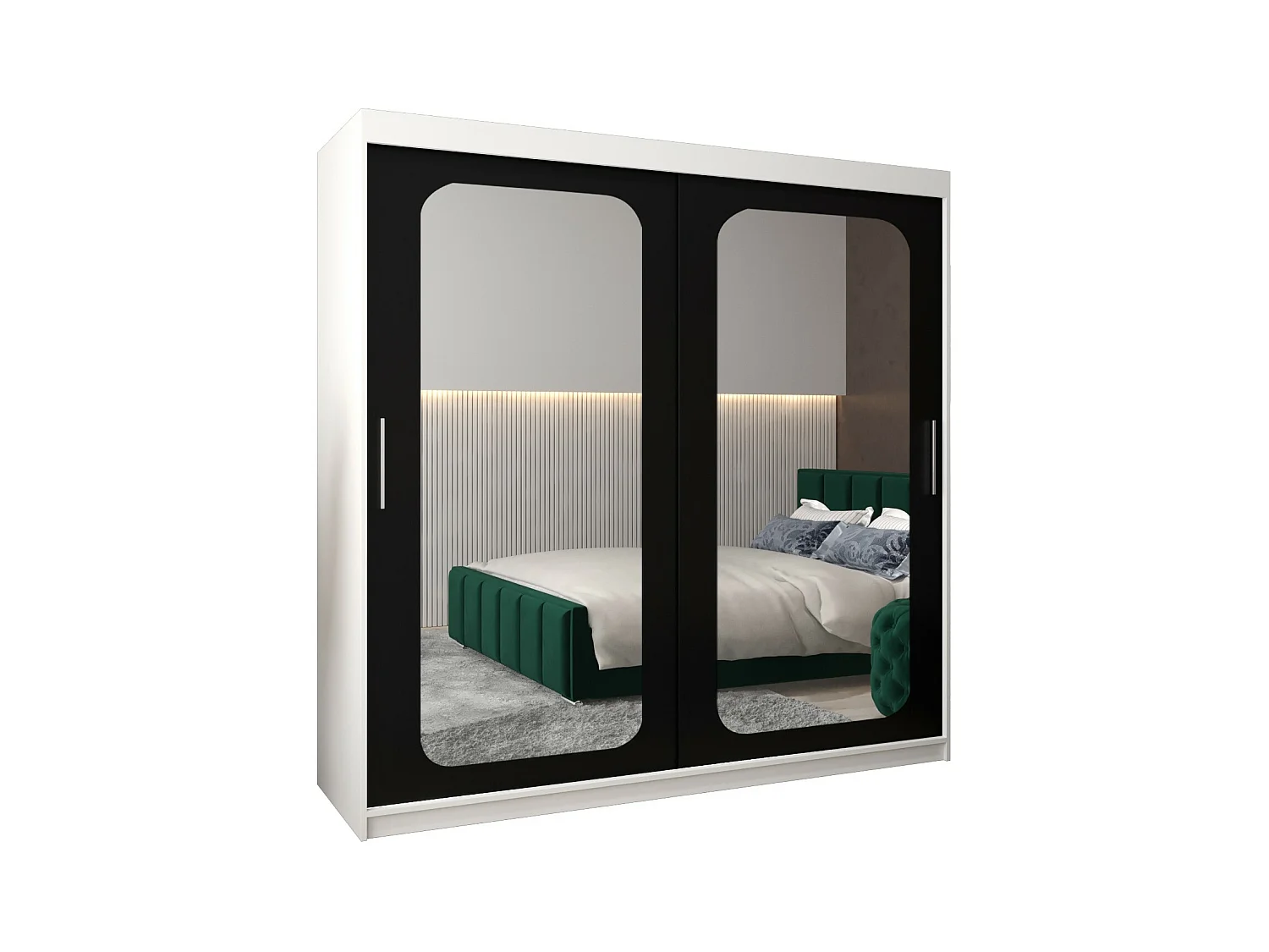 ARMOIRE PROMO T3 À PORTES COULISSANTES 200/200/62 2 Portes (Blanc/Noir)