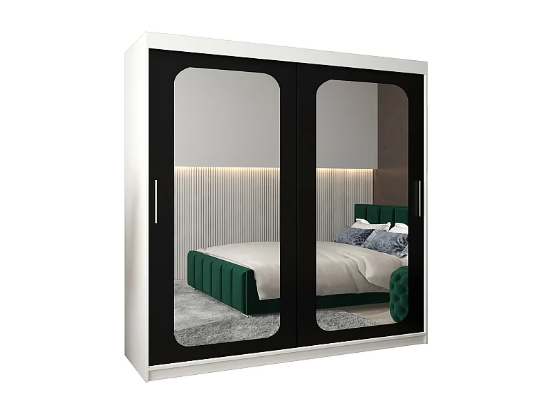 ARMOIRE PROMO T3 À PORTES COULISSANTES 200/200/62 2 Portes (Blanc/Noir)