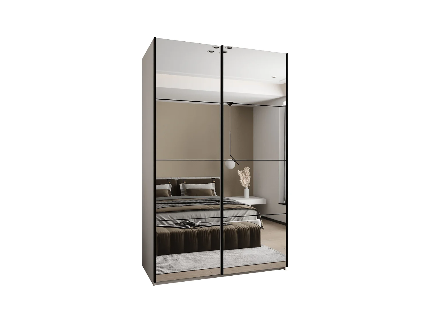 Armoire Lux 2 245,5/150/64 (Blanc/Noir/Noir)