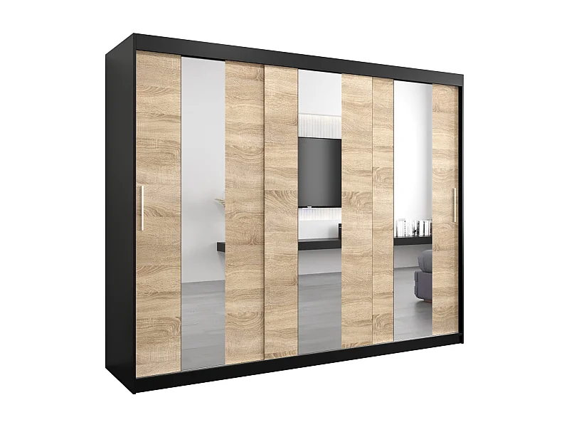 Armoire Pole À Portes Coulissantes 200/250/62 3 Portes (Noir/Sonoma)