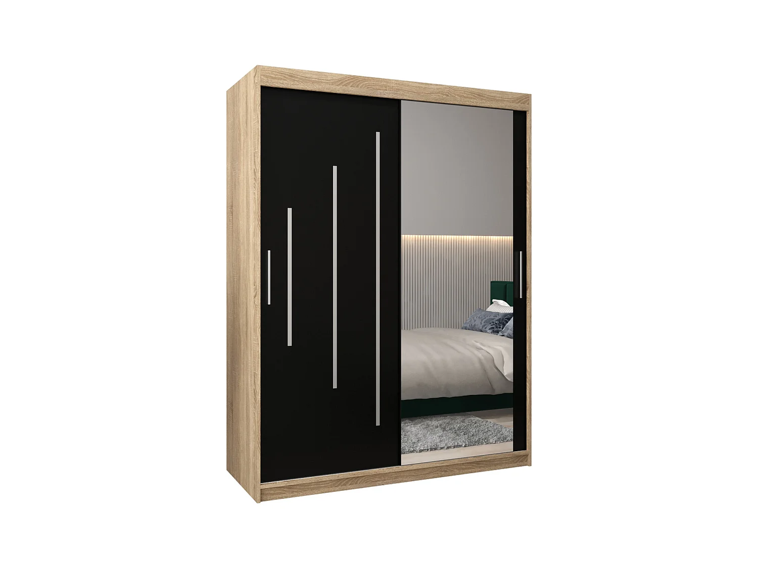 ARMOIRE YORK 2 À PORTES COULISSANTES 200/150/62 2 Portes (Sonoma/Noir)