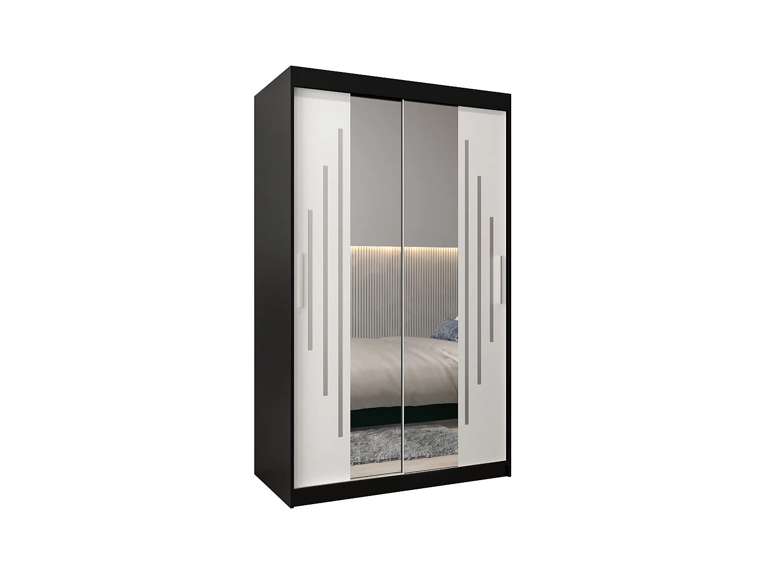 ARMOIRE YORK 1 À PORTES COULISSANTES 200/120/62 2 Portes (Noir/Blanc)