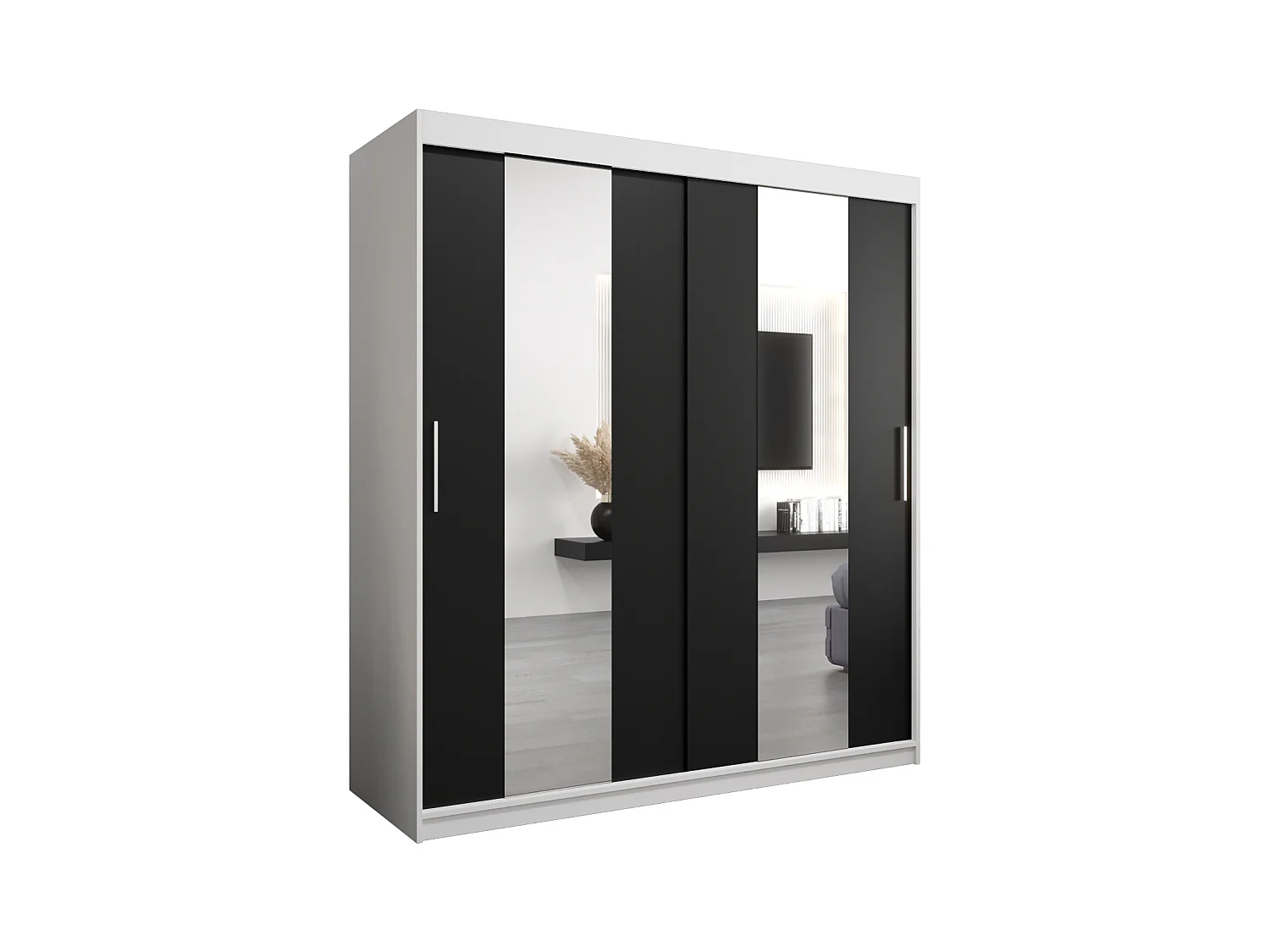 Armoire Pole À Portes Coulissantes 200/180/62 2 portes (Blanc/Noir)
