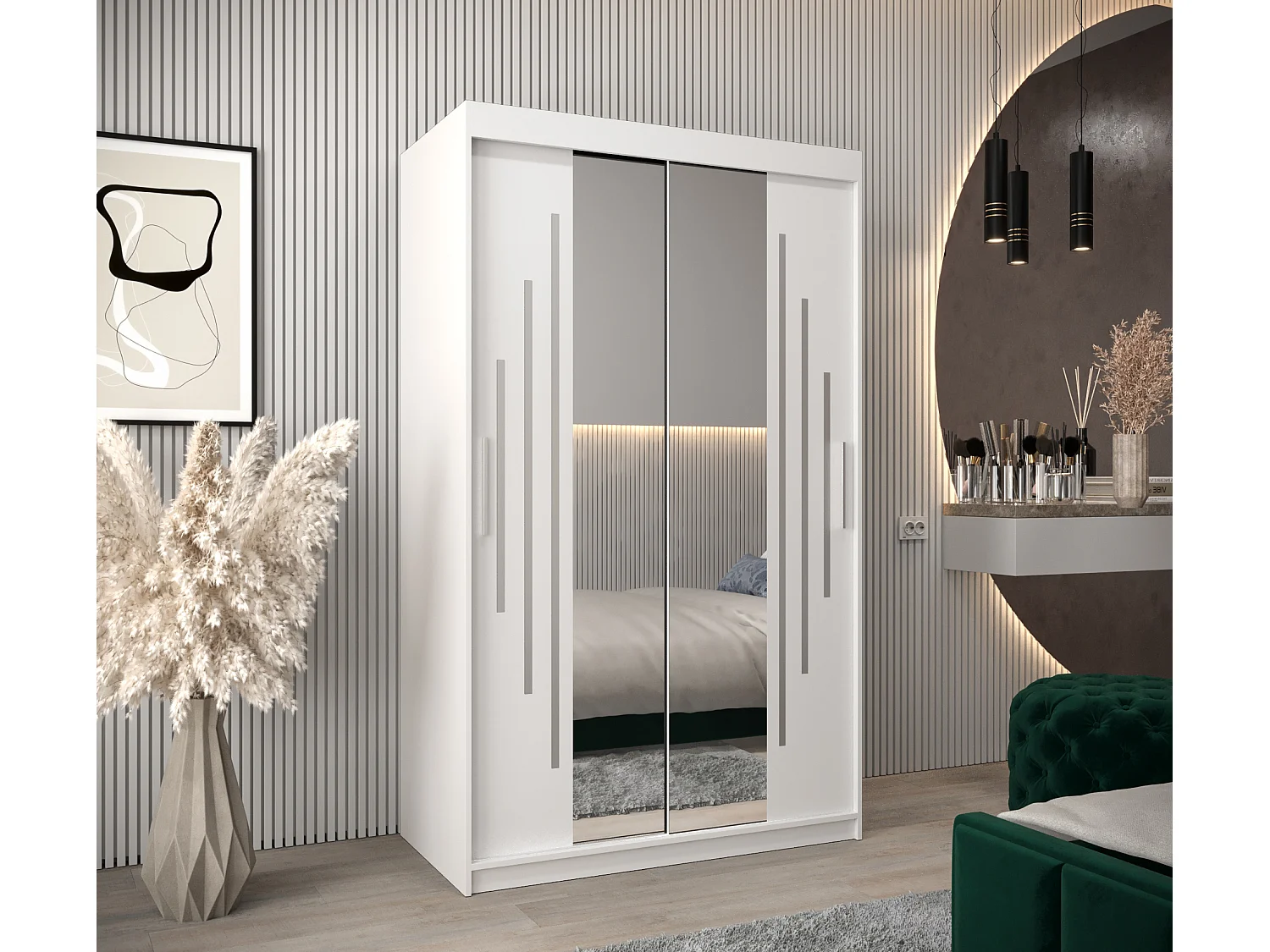 ARMOIRE YORK 1 À PORTES COULISSANTES 200/120/62 2 Portes (Blanc/Blanc)