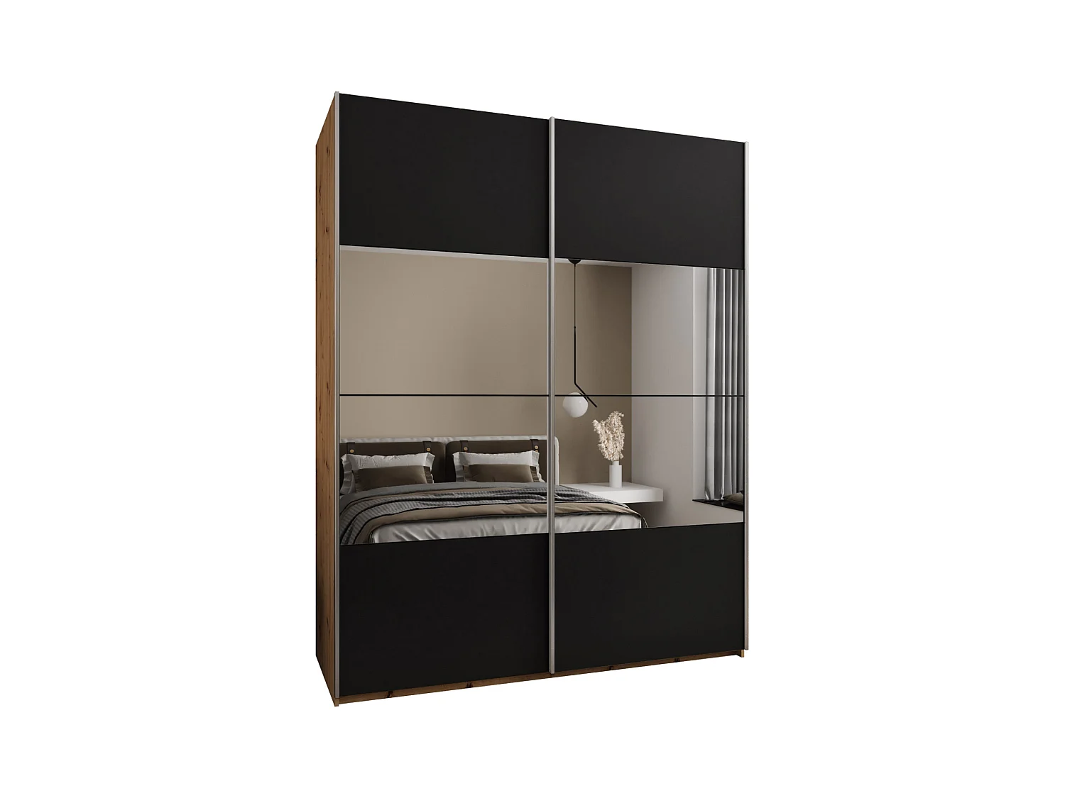 Armoire Lux 4 245,5/200/64 (Artisan/Noir/Argent)