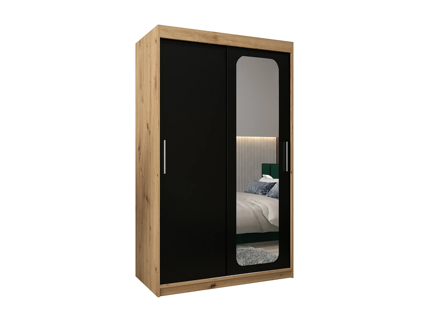 ARMOIRE PROMO T2 À PORTES COULISSANTES 200/120/62 2 Portes (Artisan/Noir)