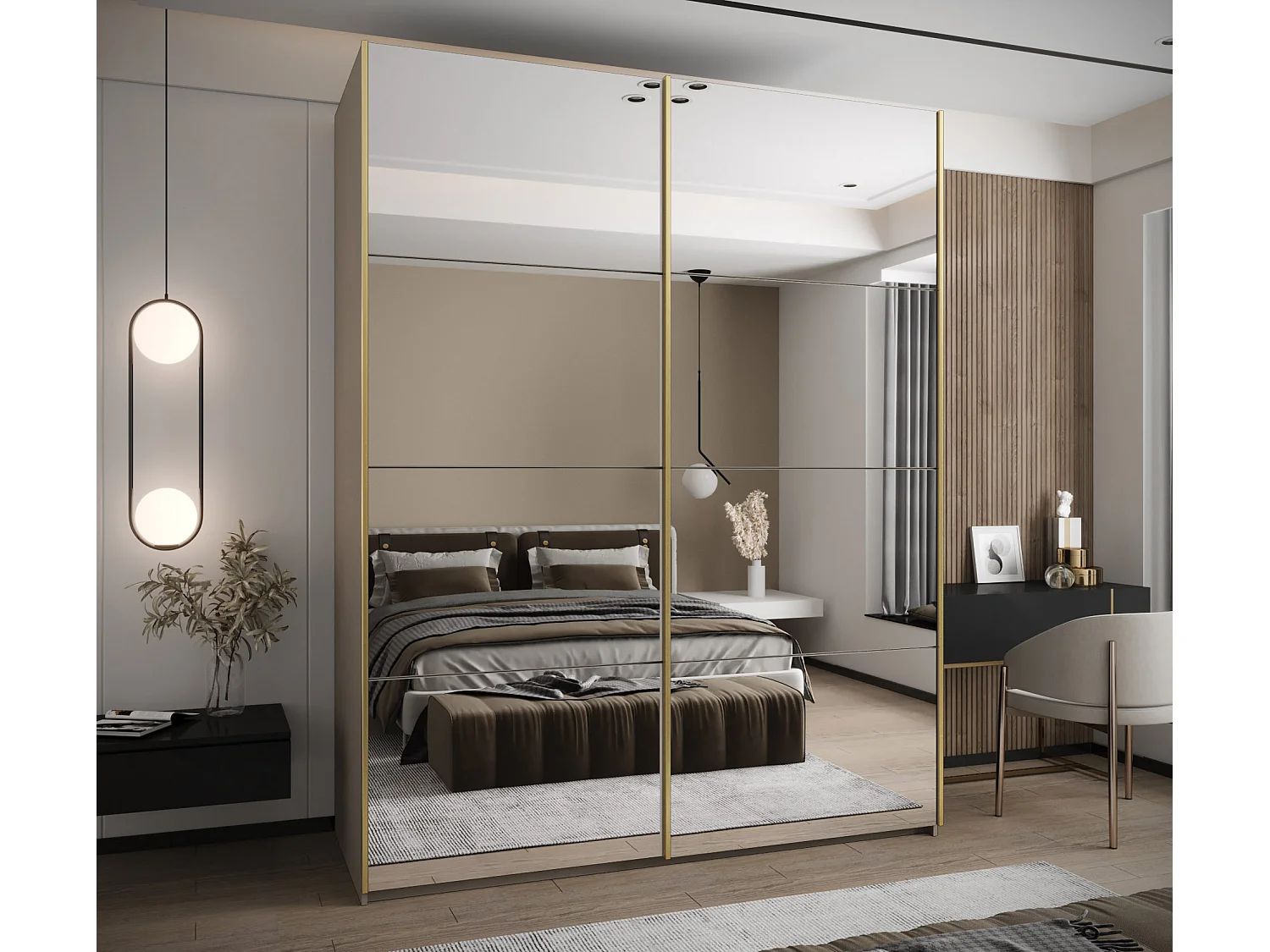 Armoire Lux 2 245,5/200/64 (Cachemire/Cachemire/Or)