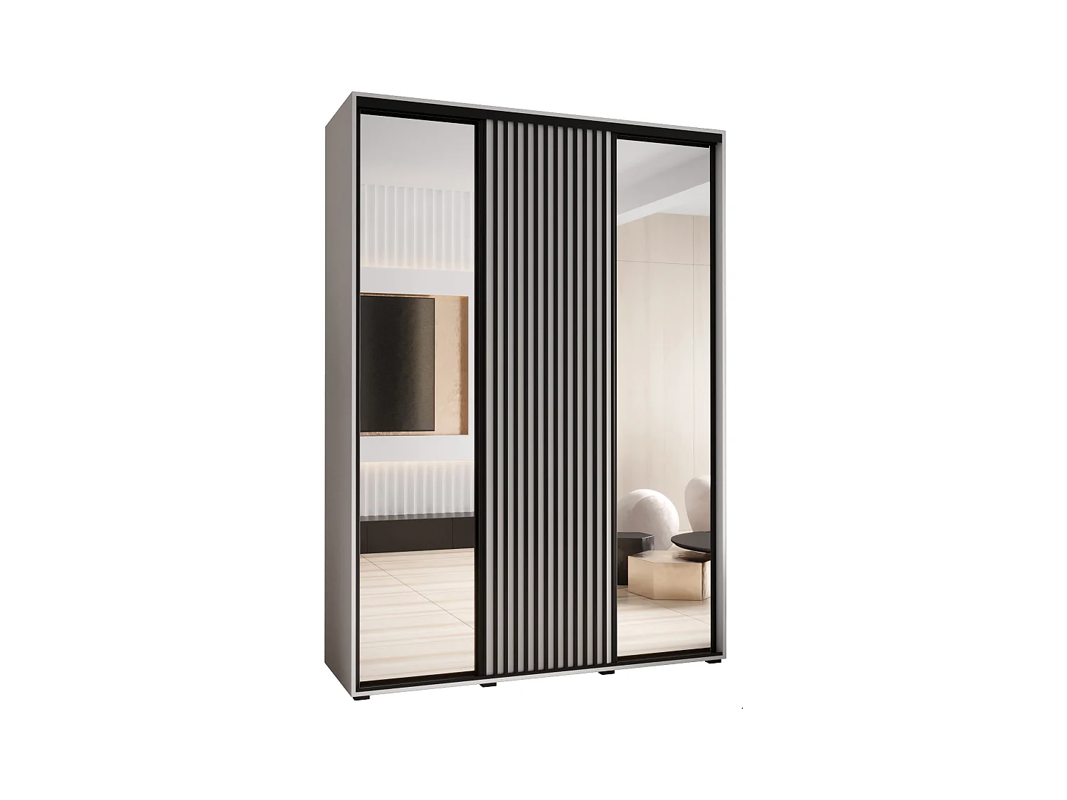 SCHWEBETÜRENSCHRANK SAPPORO 2 205,2/180/45 3-türig (Weiß/Weiß)