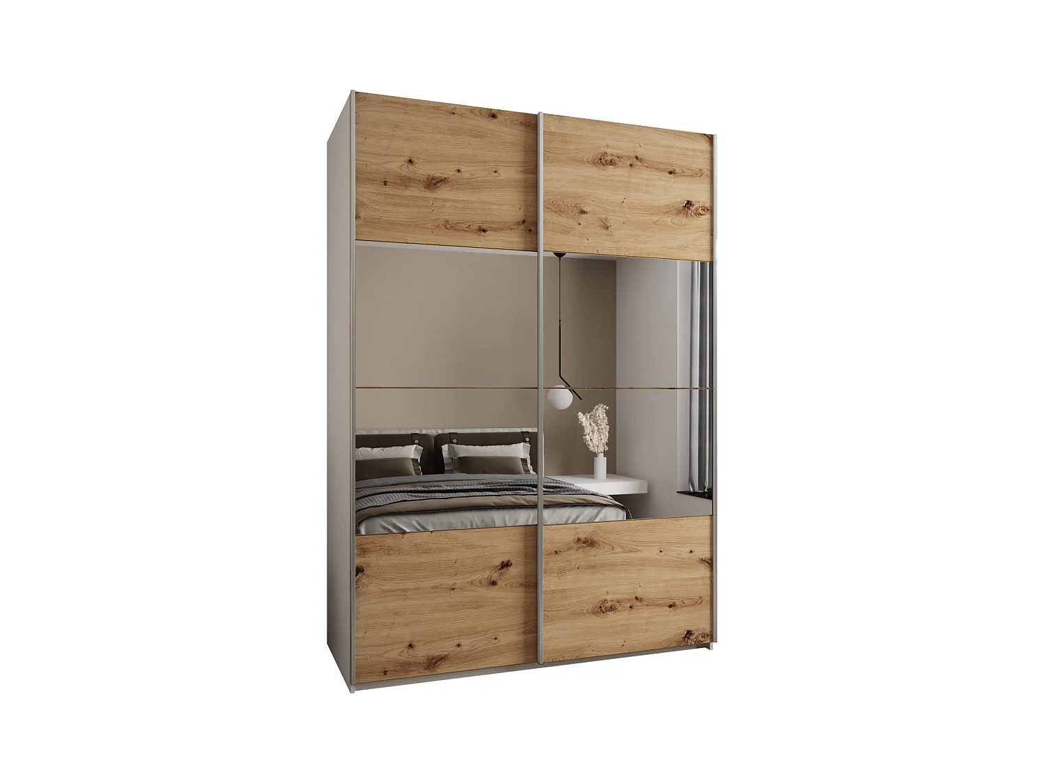 Armoire Lux 4 245,5/180/64 (Blanc/Artisan/Argent)