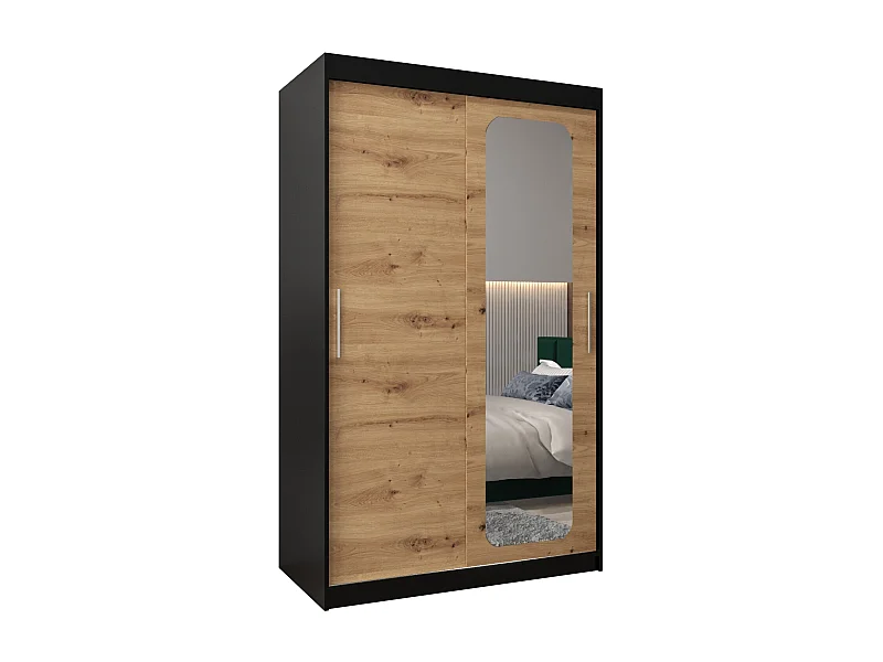 PROMO T2 KLEDINGKAST MET SCHUIFDEUREN 200/120/62 2 deuren (zwart/artisan)