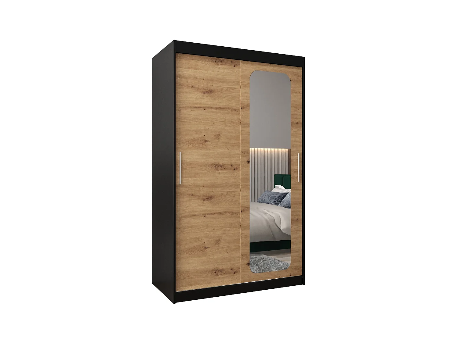 SCHWEBETÜRENSCHRANK PROMO T2 200/120/62 2-türig (Schwarz/Artisan)