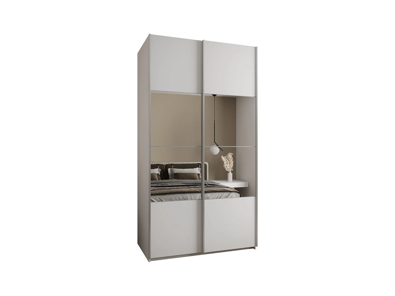 KLEDINGKAST MET SCHUIFDEUREN Lux 4 245,5/140/64 (Wit/Wit/Zilver)
