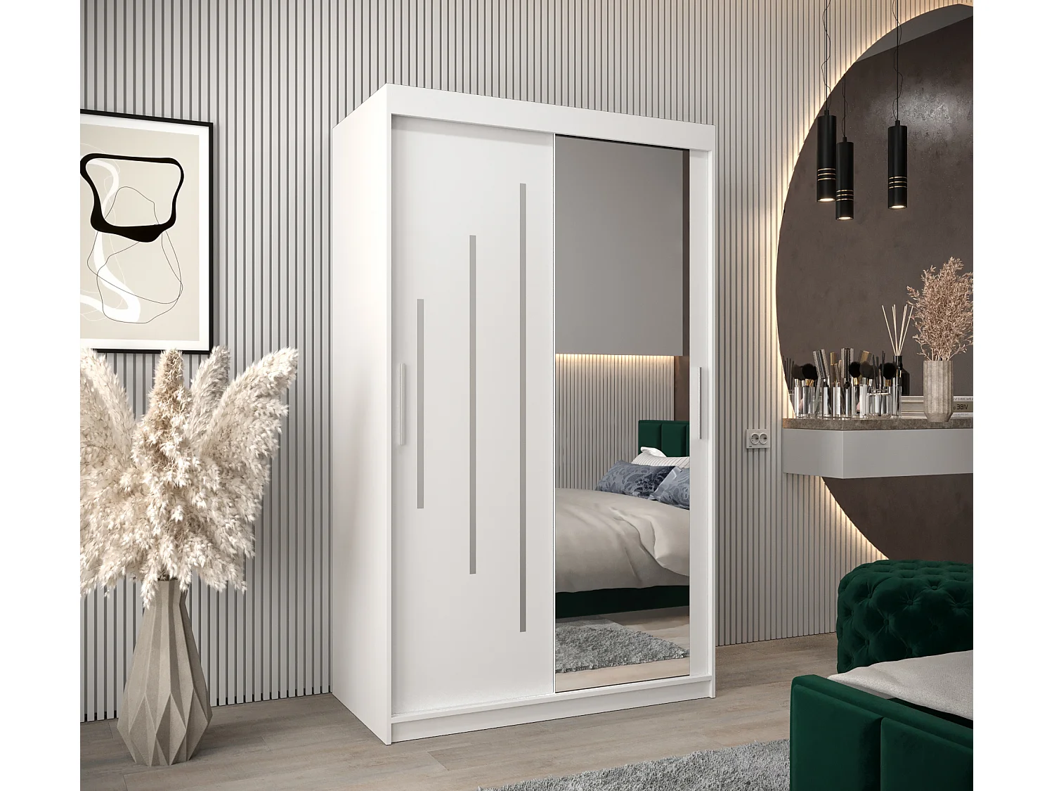 ARMADIO YORK 2 AD ANTE SCORREVOLI 200/120/62 2 porte (Bianco/Bianco)