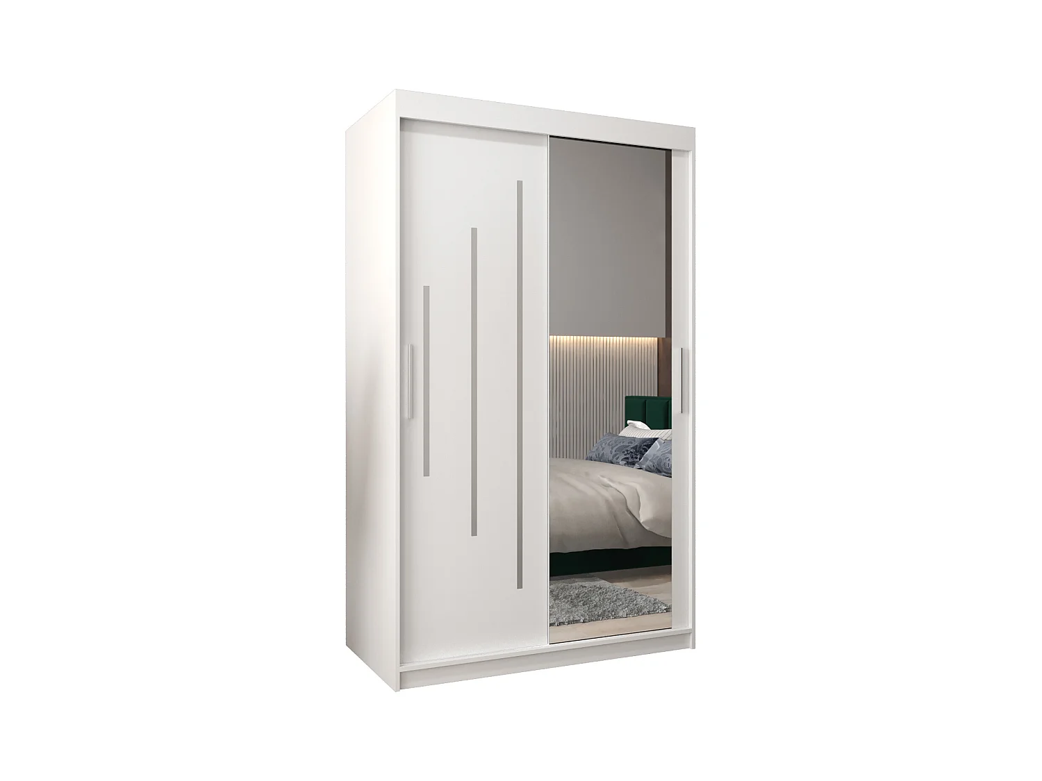 ARMOIRE YORK 2 À PORTES COULISSANTES 200/120/62 2 Portes (Blanc/Blanc)