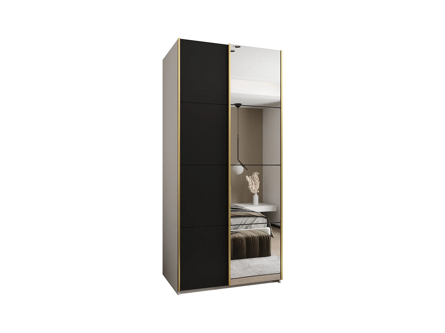 Armoire Lux 3 245,5/120/64 (Blanc/Noir/Argent)