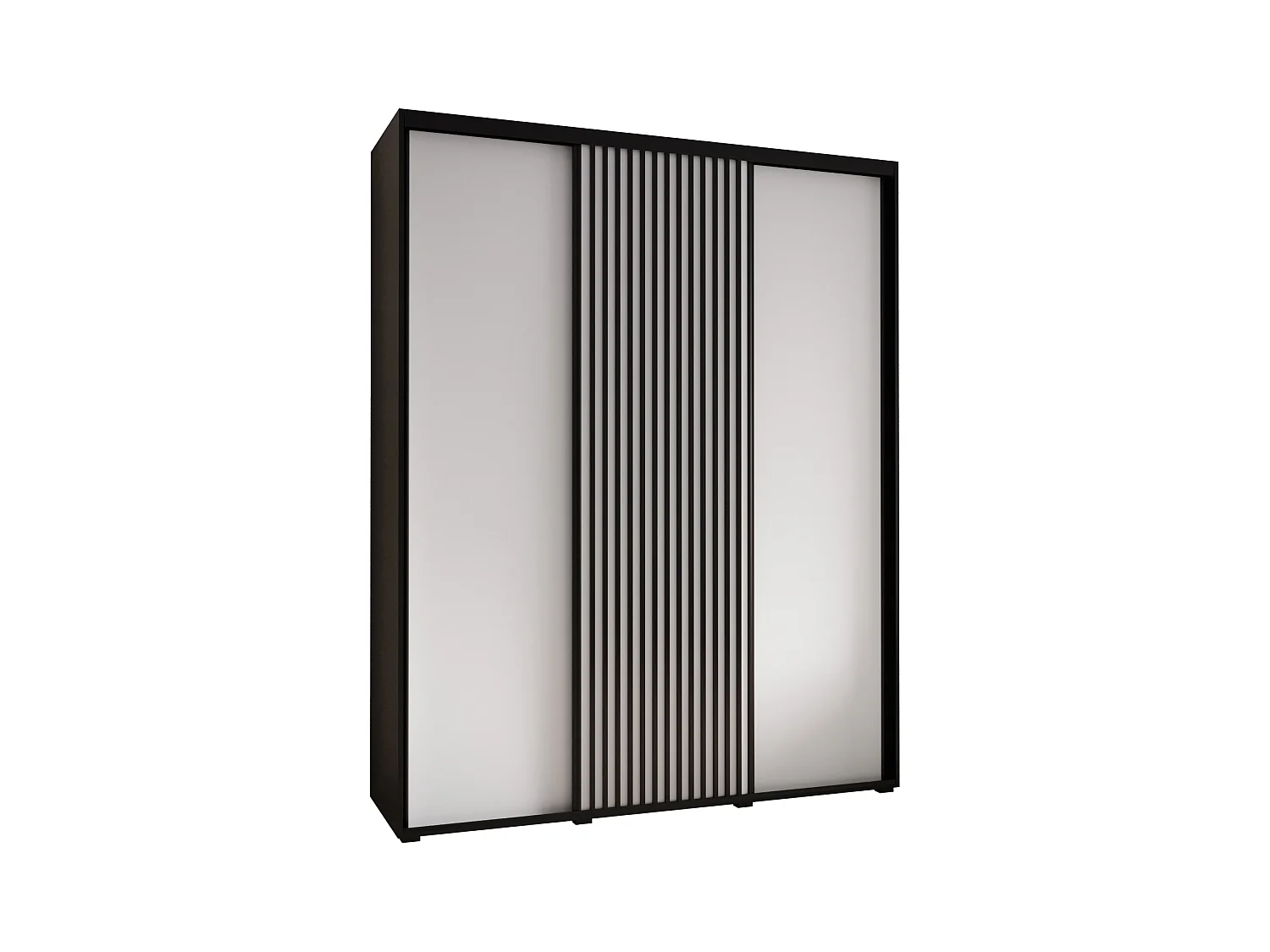 ARMADIO LANKO 1 AD ANTE SCORREVOLI 235,2/190/60 3 porte (Nero/Bianco)