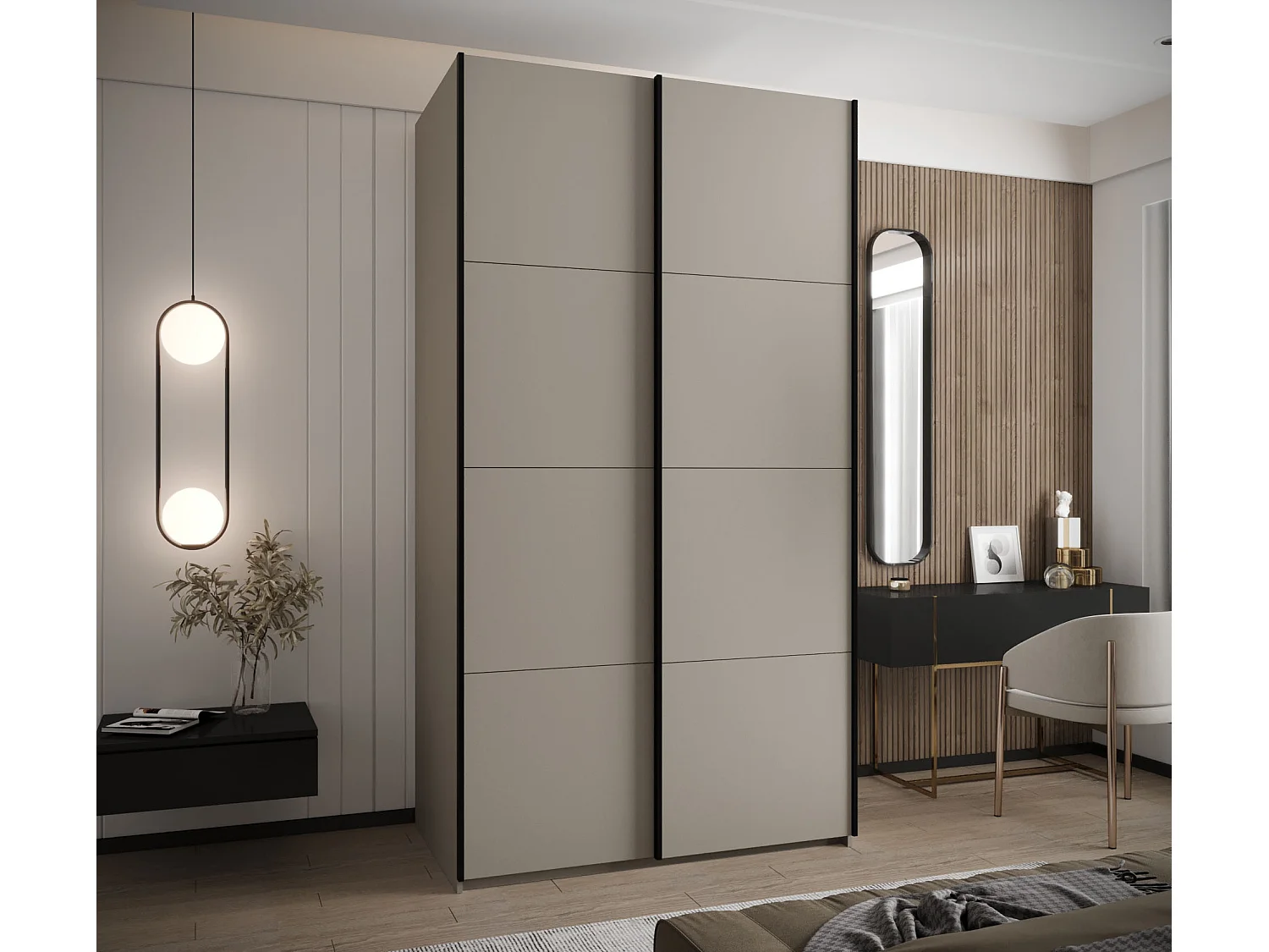 Armoire Lux 1 245,5/140/64 (Cachemire/Cachemire/Noir)