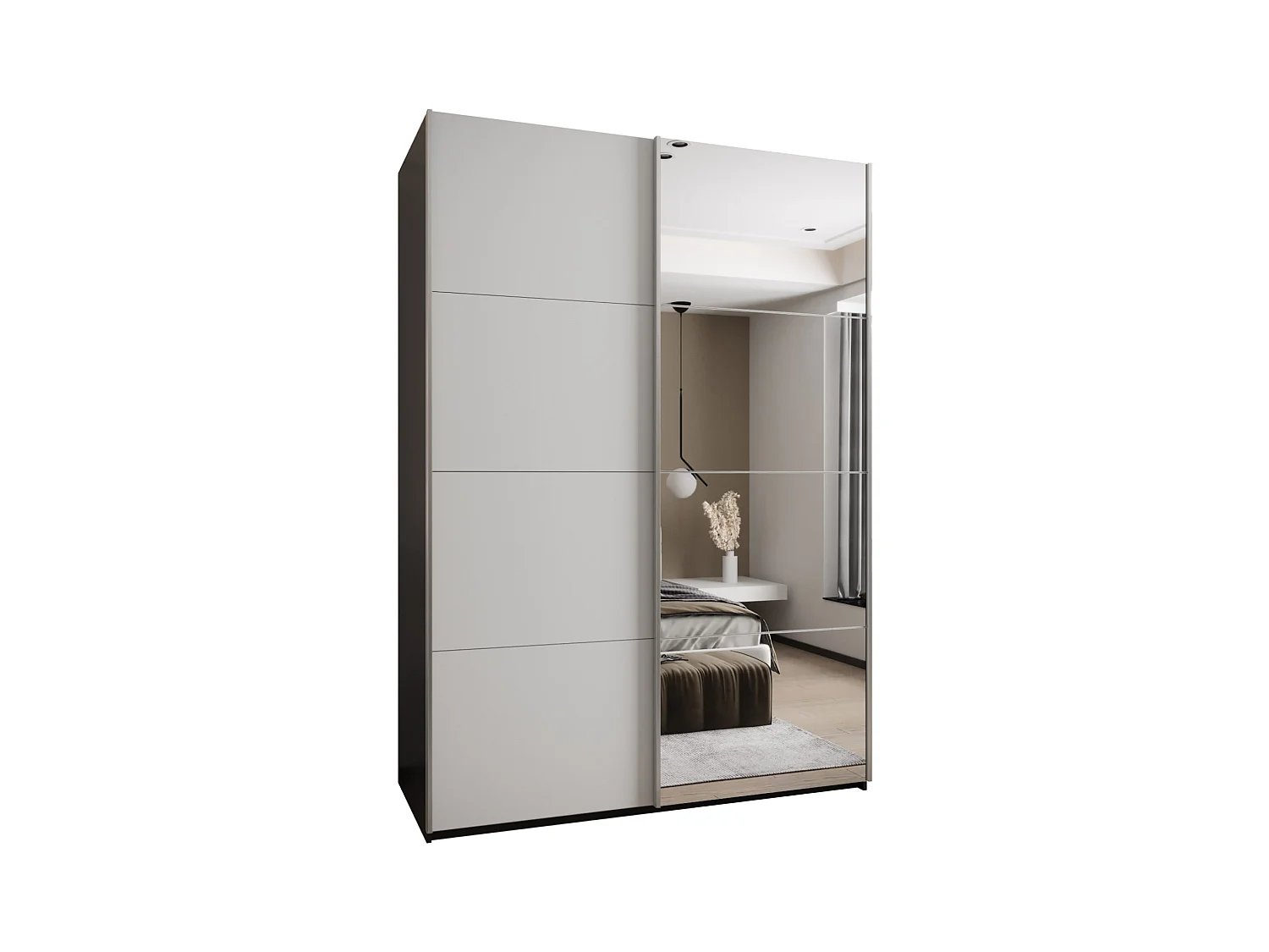 KLEDINGKAST MET SCHUIFDEUREN Lux 3 245,5/170/64 (Zwart/Wit/Zilver)