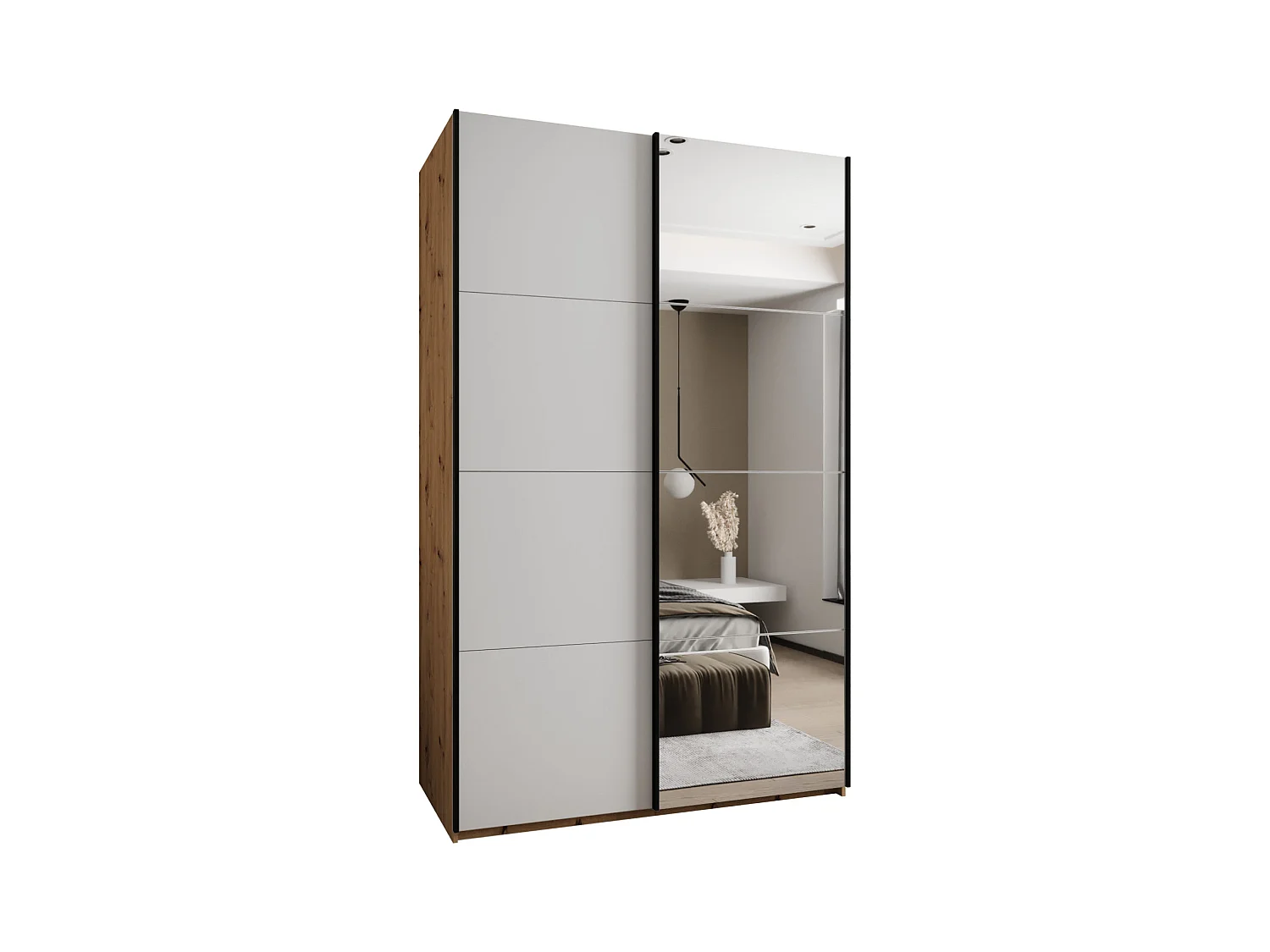 Armoire Lux 3 245,5/160/64 (Artisan/Blanc/Noir)