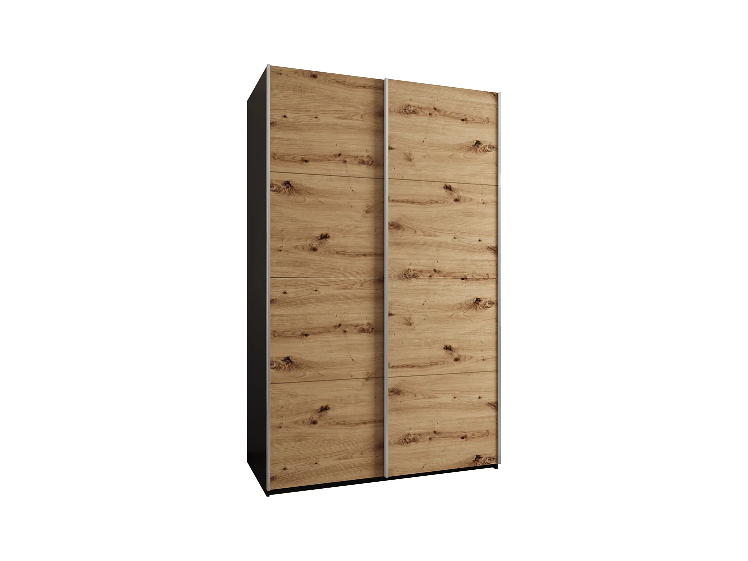 Armoire Lux 1 245,5/150/64 (Noir/Artisan/Argent)