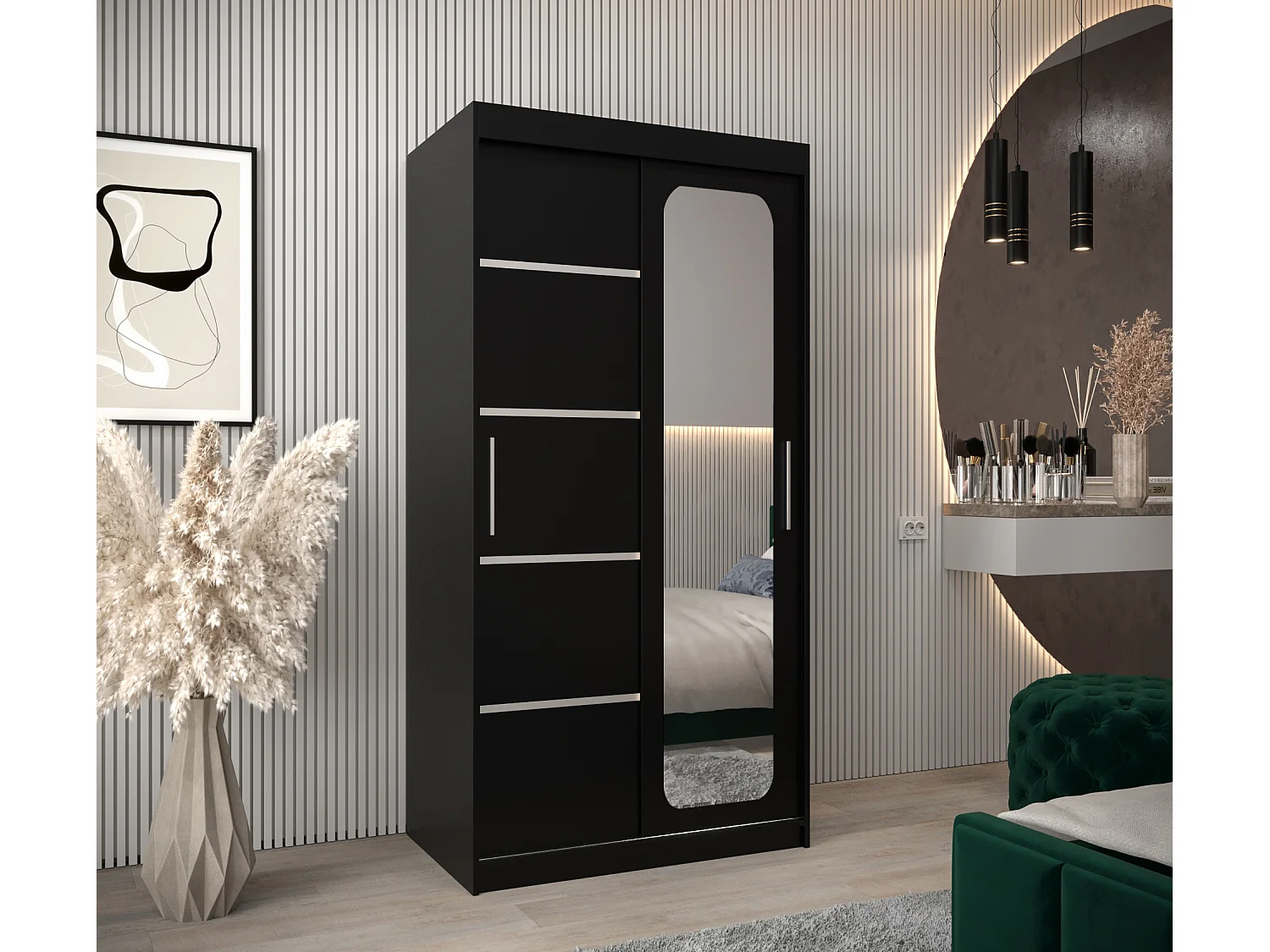 ARMOIRE PROMO V2 À PORTES COULISSANTES 200/100/62 2 Portes (Noir/Noir)