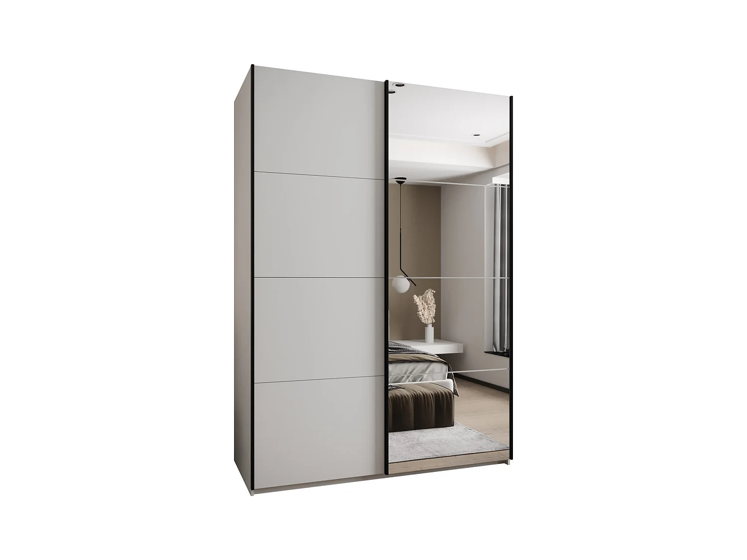 KLEDINGKAST MET SCHUIFDEUREN Lux 3 245,5/170/64 (Wit/Wit/Zwart)
