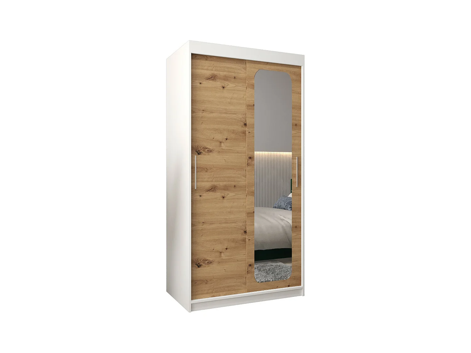 SCHWEBETÜRENSCHRANK PROMO T2 200/100/62 2-türig (Weiß/Artisan)