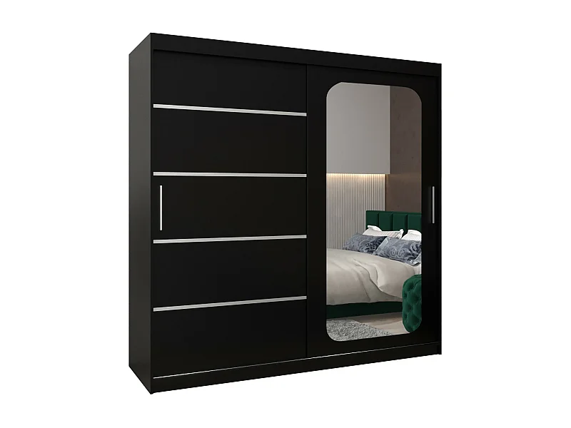 ARMOIRE PROMO V2 À PORTES COULISSANTES 200/200/62 2 Portes (Noir/Noir)