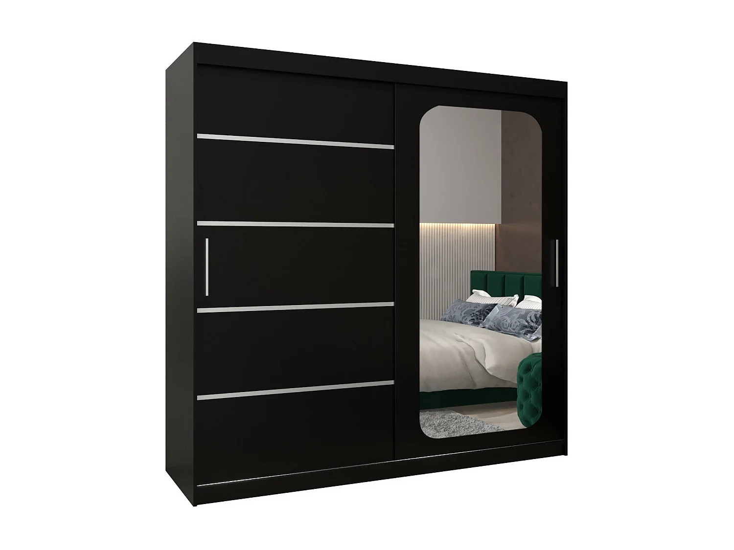 ARMOIRE PROMO V2 À PORTES COULISSANTES 200/200/62 2 Portes (Noir/Noir)