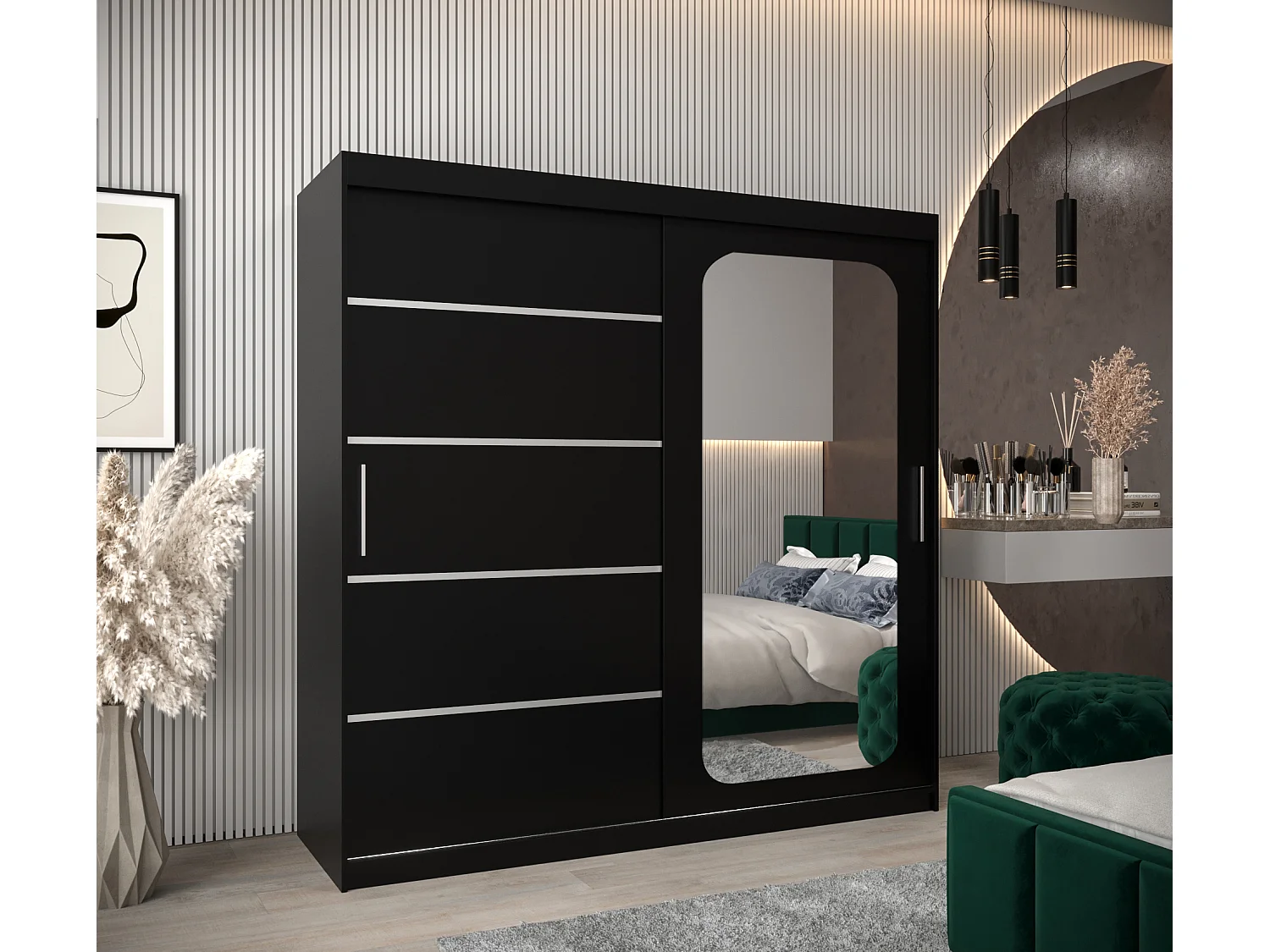 ARMOIRE PROMO V2 À PORTES COULISSANTES 200/200/62 2 Portes (Noir/Noir)