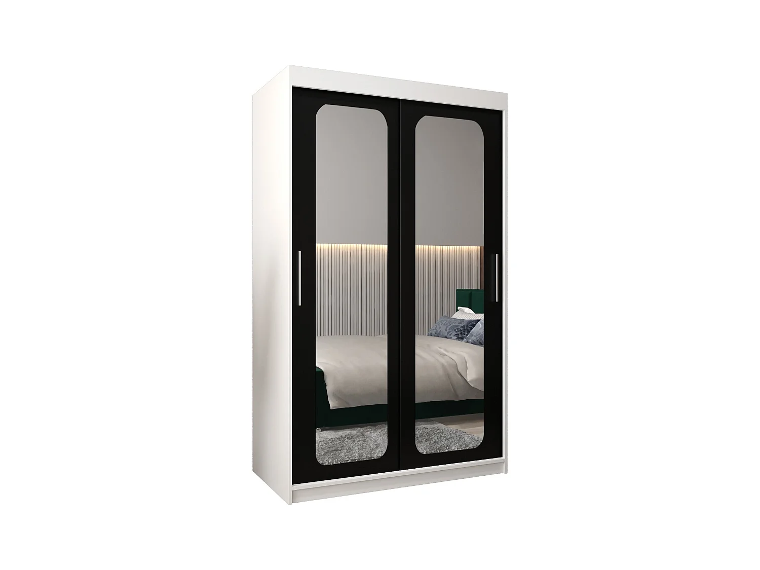 ARMOIRE PROMO T3 À PORTES COULISSANTES 200/120/62 2 Portes (Blanc/Noir)