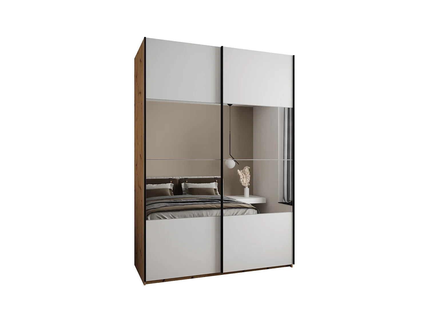 SCHWEBETÜRENSCHRANK Lux 4 245,5/170/64 (Artisan/Weiß/Schwarz)