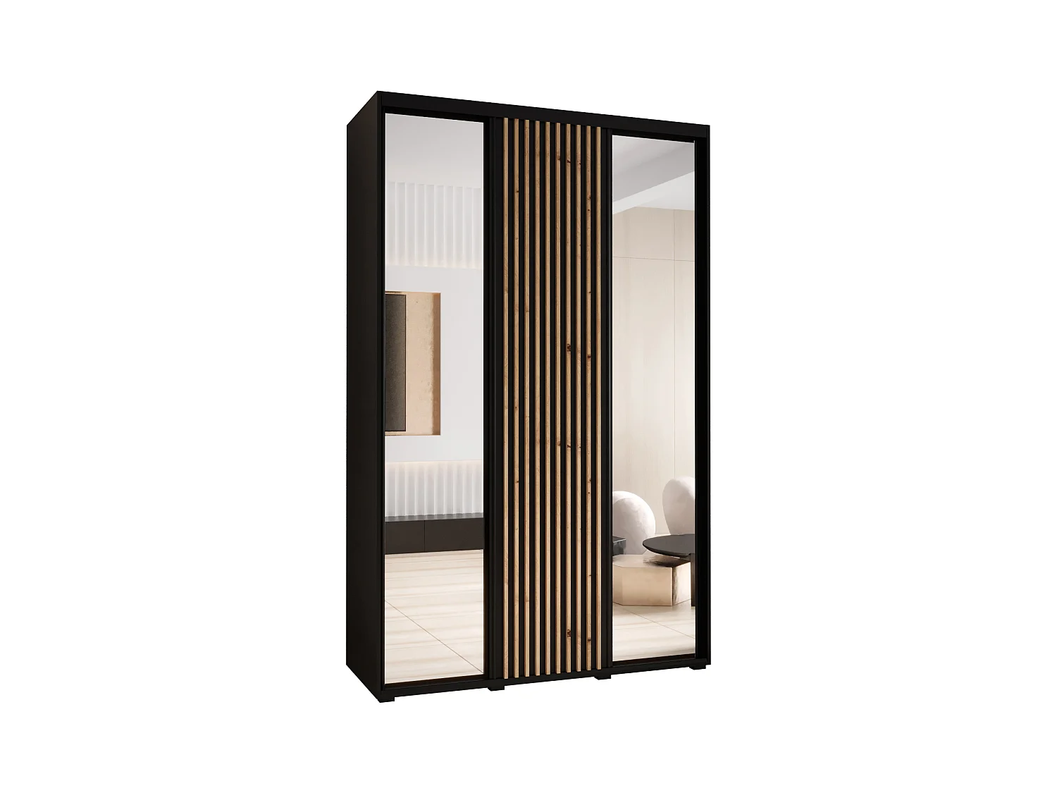 SCHWEBETÜRENSCHRANK SAPPORO 2 205,2/150/45 3-türig (Schwarz/Schwarz)