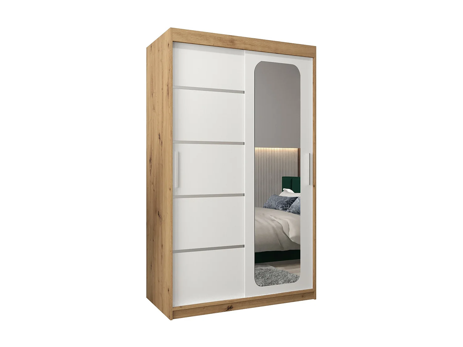 ARMOIRE PROMO V2 À PORTES COULISSANTES 200/120/62 2 Portes (Artisan/Blanc)
