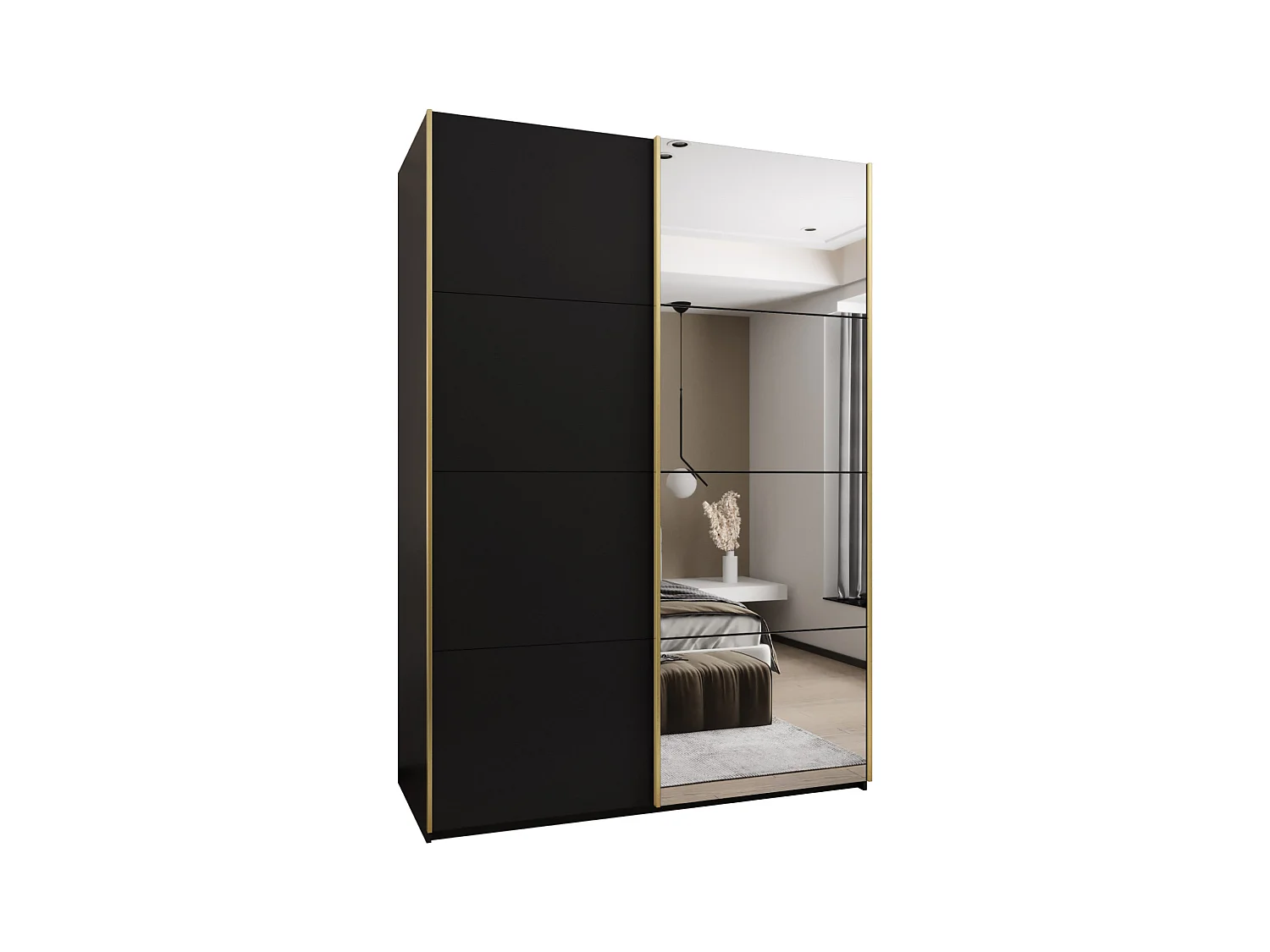 KLEDINGKAST MET SCHUIFDEUREN Lux 3 245,5/170/64 (Zwart/Zwart/Goud)