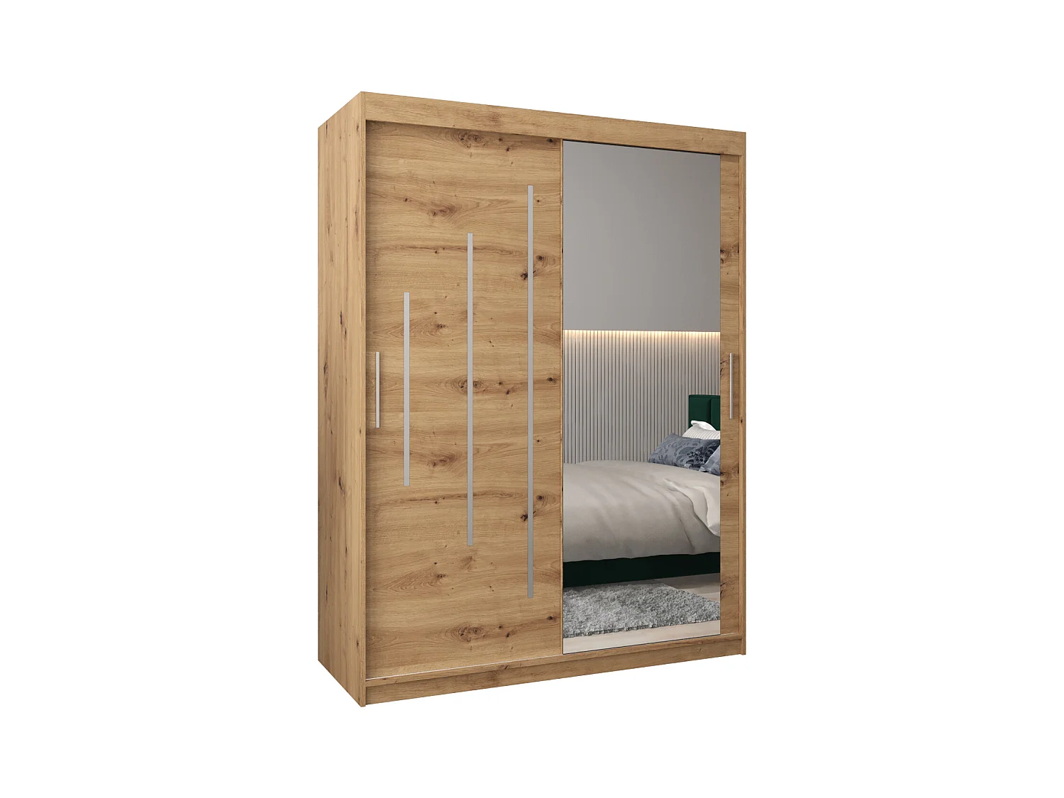 ARMOIRE YORK 2 À PORTES COULISSANTES 200/150/62 2 Portes (Artisan/Artisan)