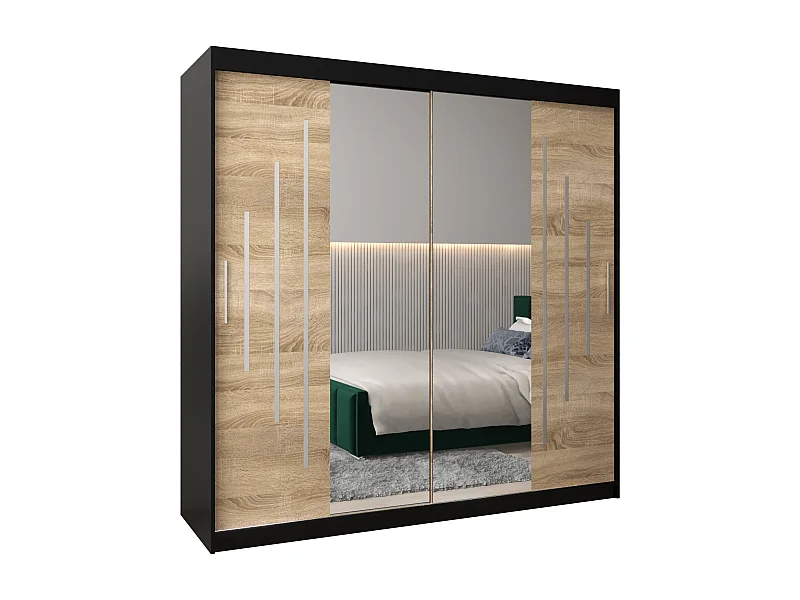 ARMOIRE YORK 1 À PORTES COULISSANTES 200/200/62 2 Portes (Noir/Sonoma)