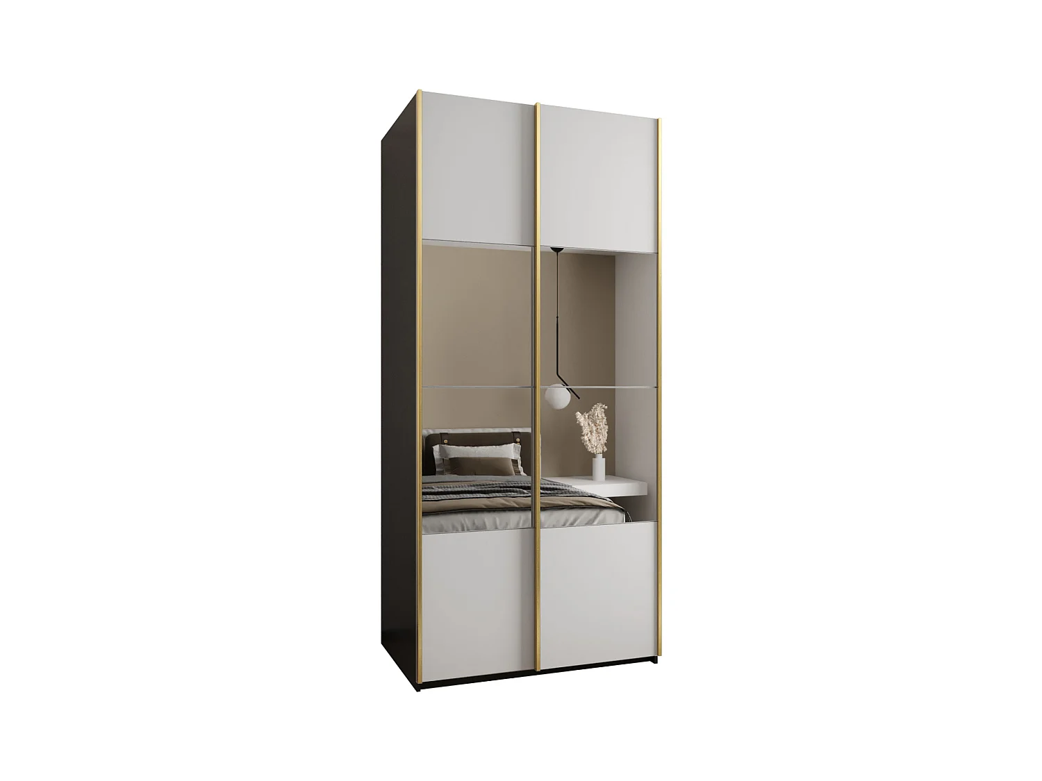 KLEDINGKAST MET SCHUIFDEUREN Lux 4 245,5/100/64 (Zwart/Wit/Goud)